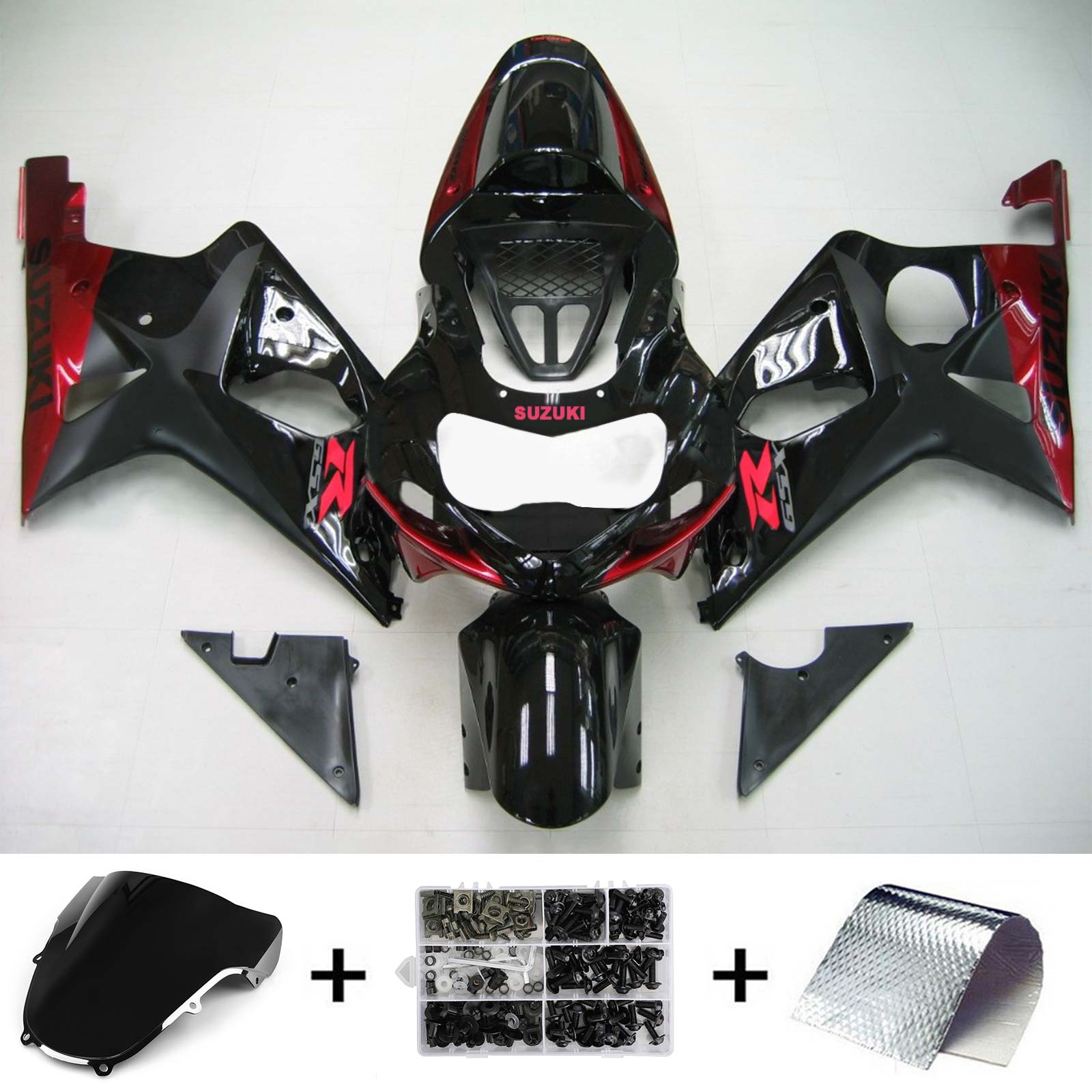 Amotopart Suzuki 2000-2002 GSXR1000 Black with Red Fairing Kit