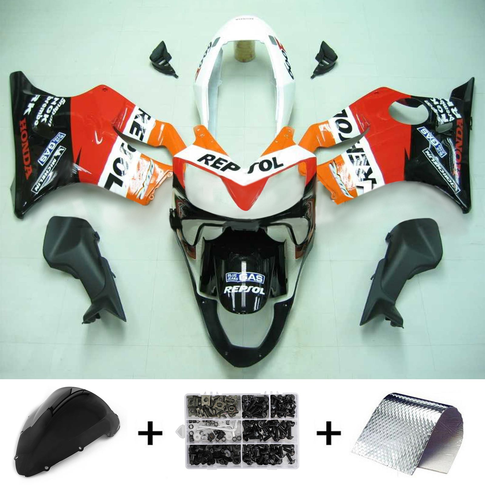Amotopart Honda CBR600 F4I 2004-2007 Kit de carenagem Red & Orange Repjol