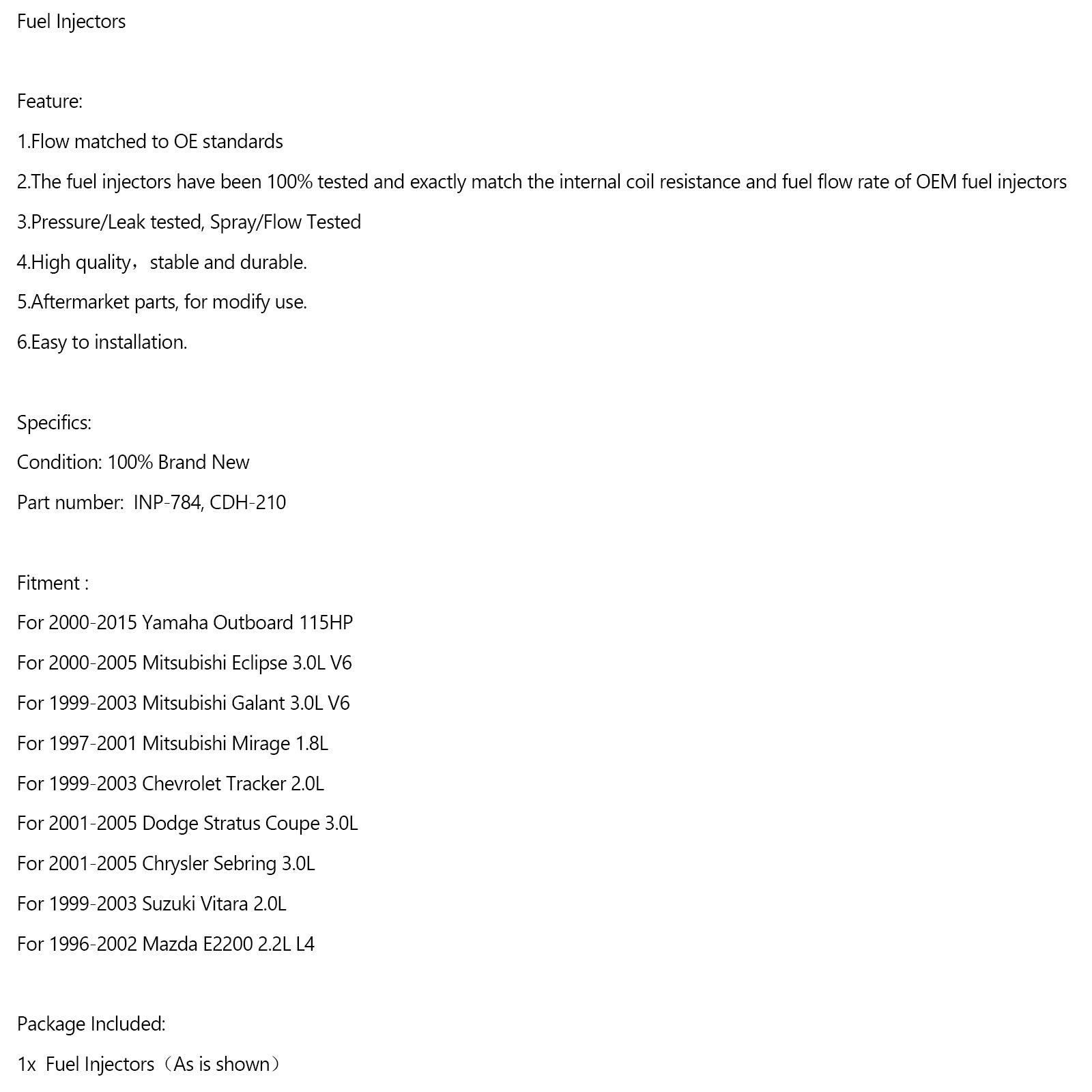 CDH210-Kraftstoffinjektoren INP-784 für Mazda E220 Yamaha F115 HP Außenbord