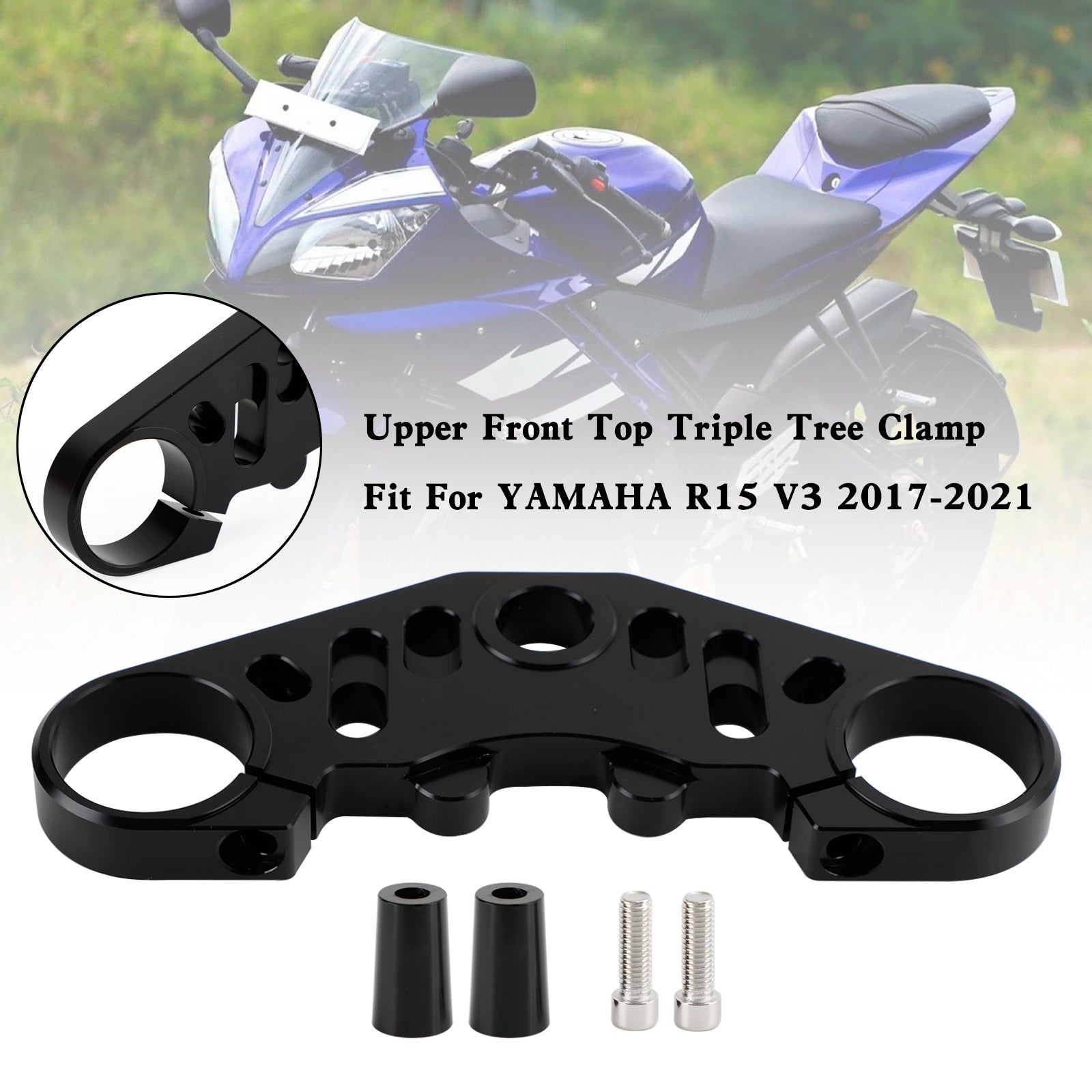 CNC Aluminium övre främre trippelträdklämman för Yamaha R15 V3 2017-2021 Generic