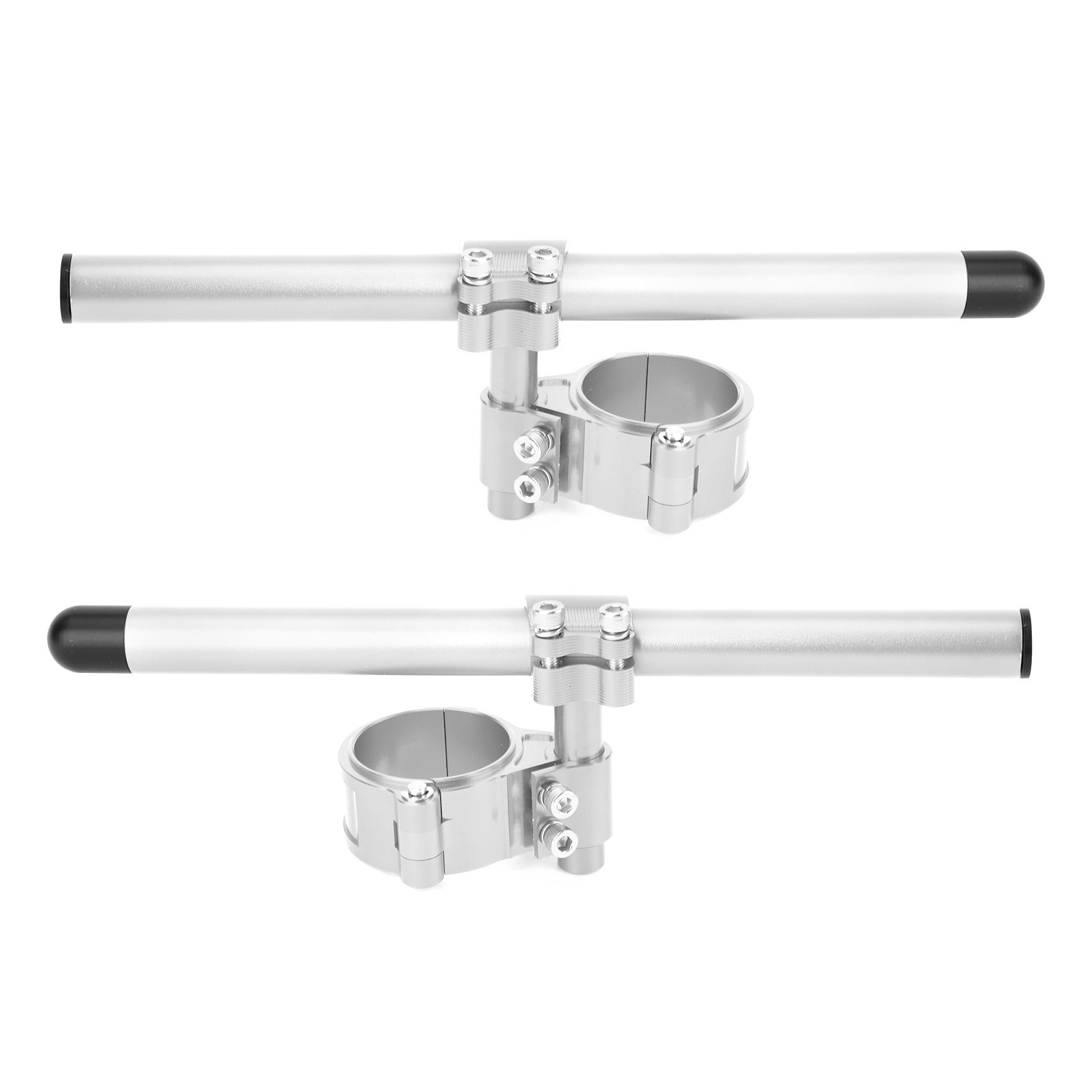 Kit de manillar de tubo de horquilla, Clip de palanquilla CNC giratorio ajustable universal, 47mm, color plateado genérico
