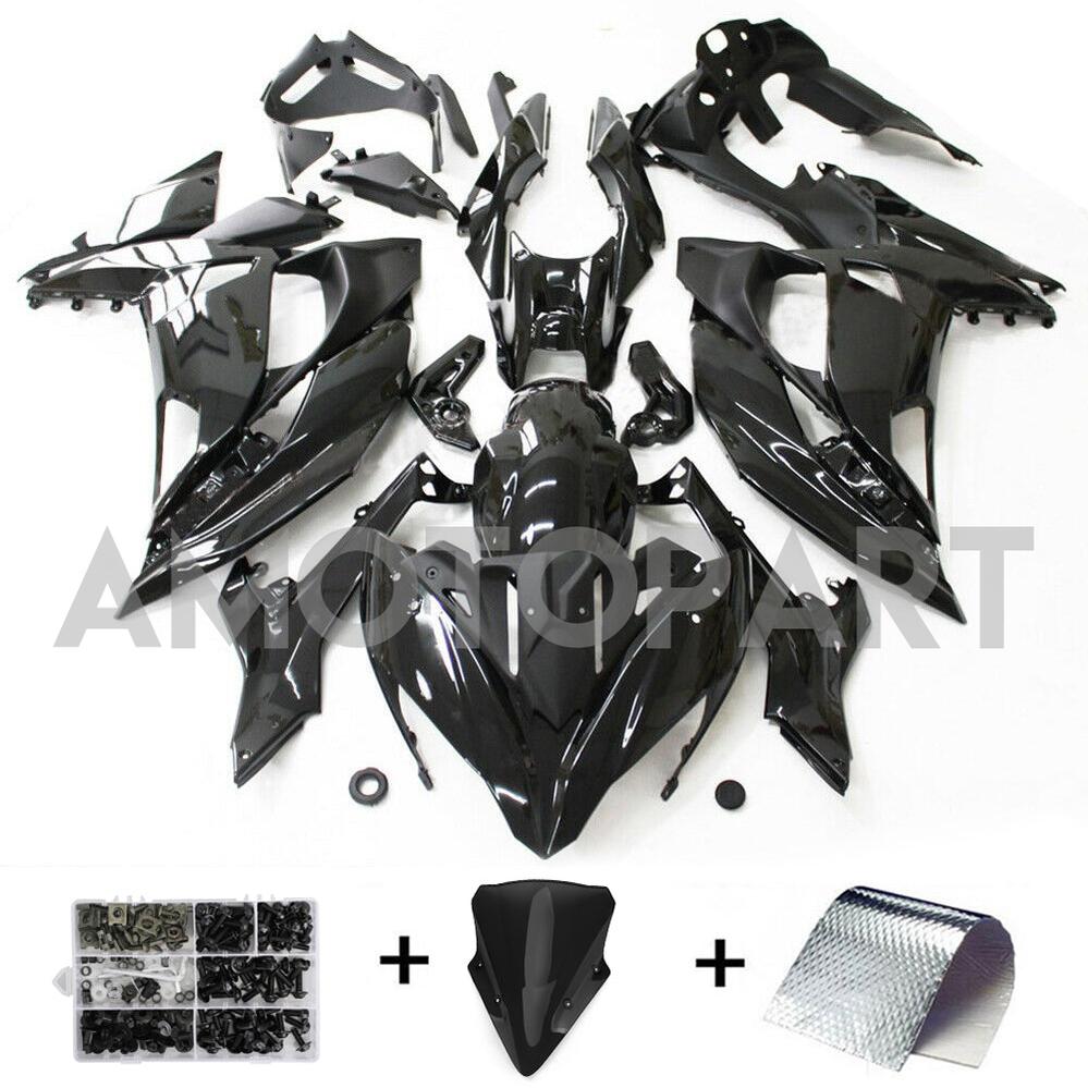 Amotopart Kawasaki Ninja 650 EX650 2017-2019 Gloss Black Fairing