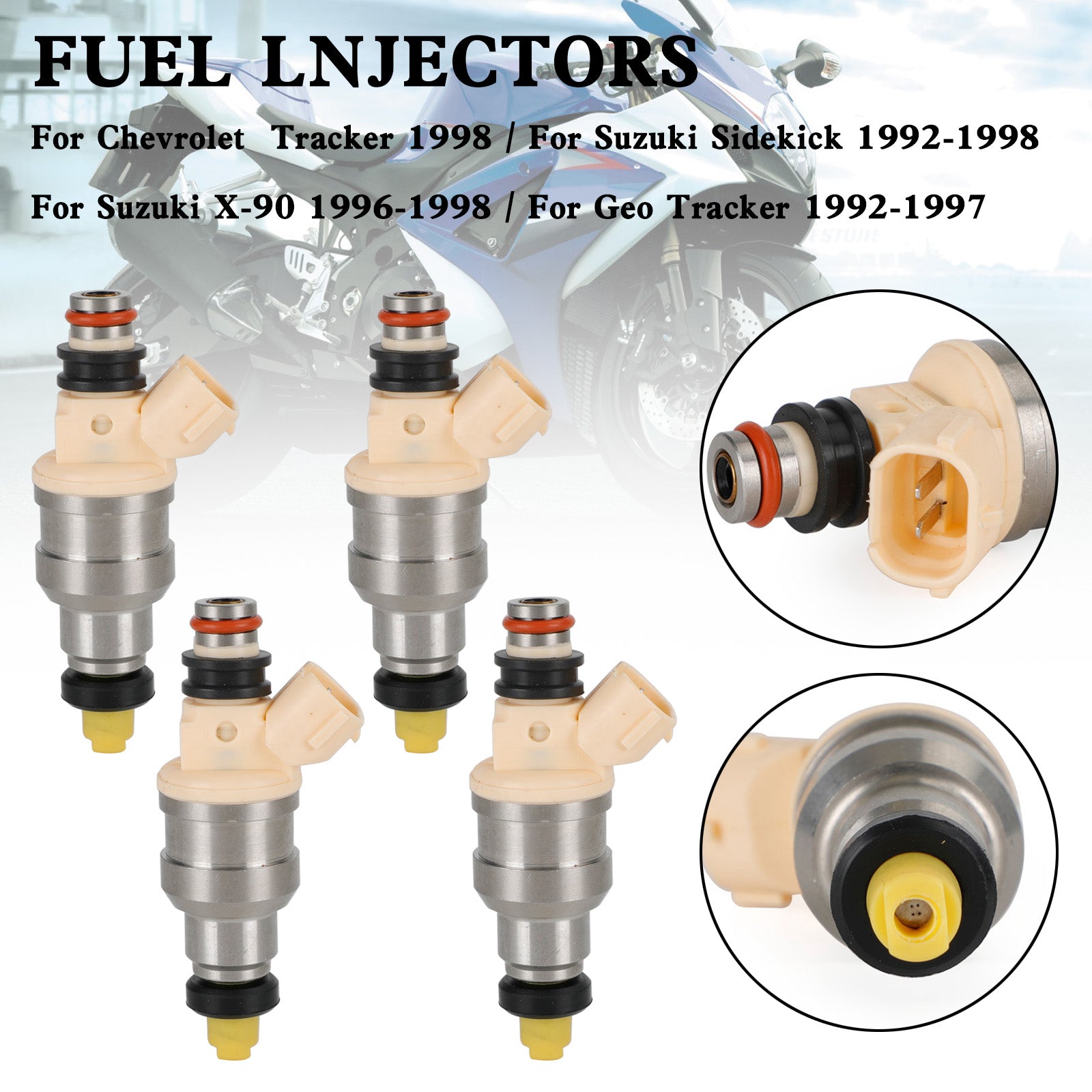 4PCS 15710-58B00 Brændstofinjektorer Fit til Suzuki Sidekick Tracker X-90 1.6L INP-470 Generisk