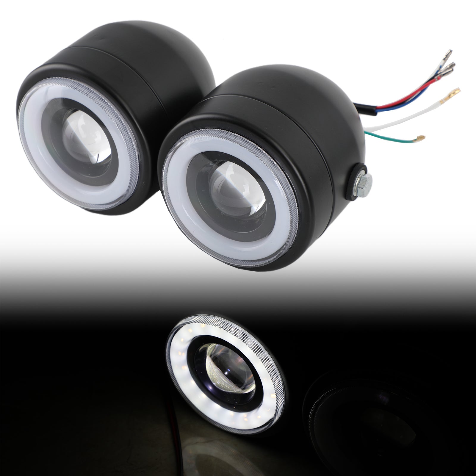 Black Twin Headlight Motocykl Double Dual Lamp Street Fighter Univerzální Motocykl Twin Headlight Double DRL Light pro Harley Chopper Bobber Cafe Racer 4.33" Twin Dual LED světlomet Univerzální Chopper Bobber Cafe Racer Motocykl Generic