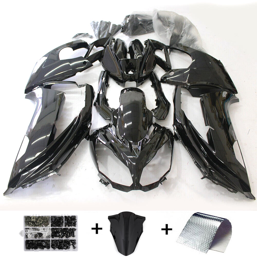 Amotopart 2012-2016 Kawasaki Ninja 650 Ex650 Fairing Gloss Black Kit