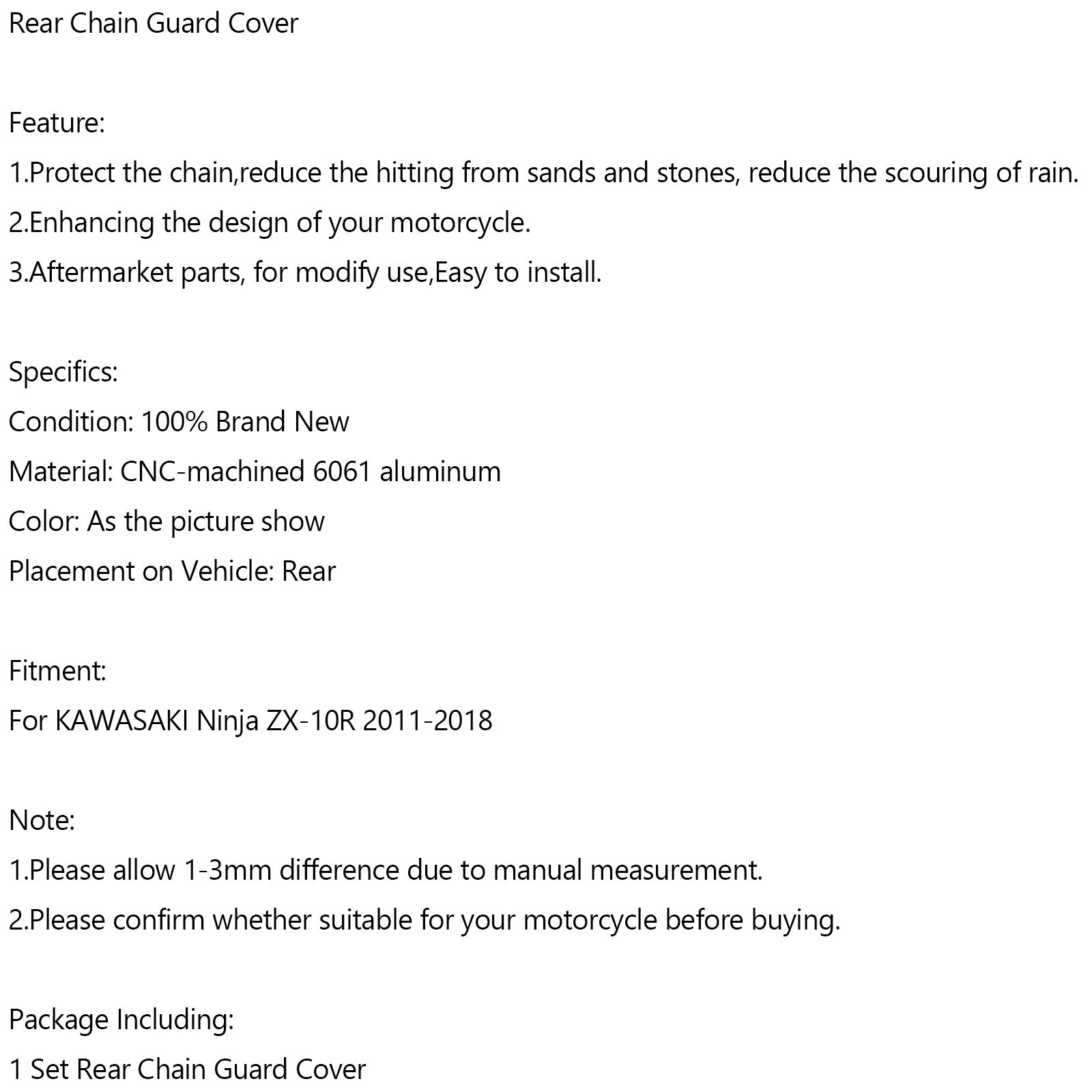Ochránci chrániče řetězového řetězu pro kawasaki ZX-10R 2011-2018