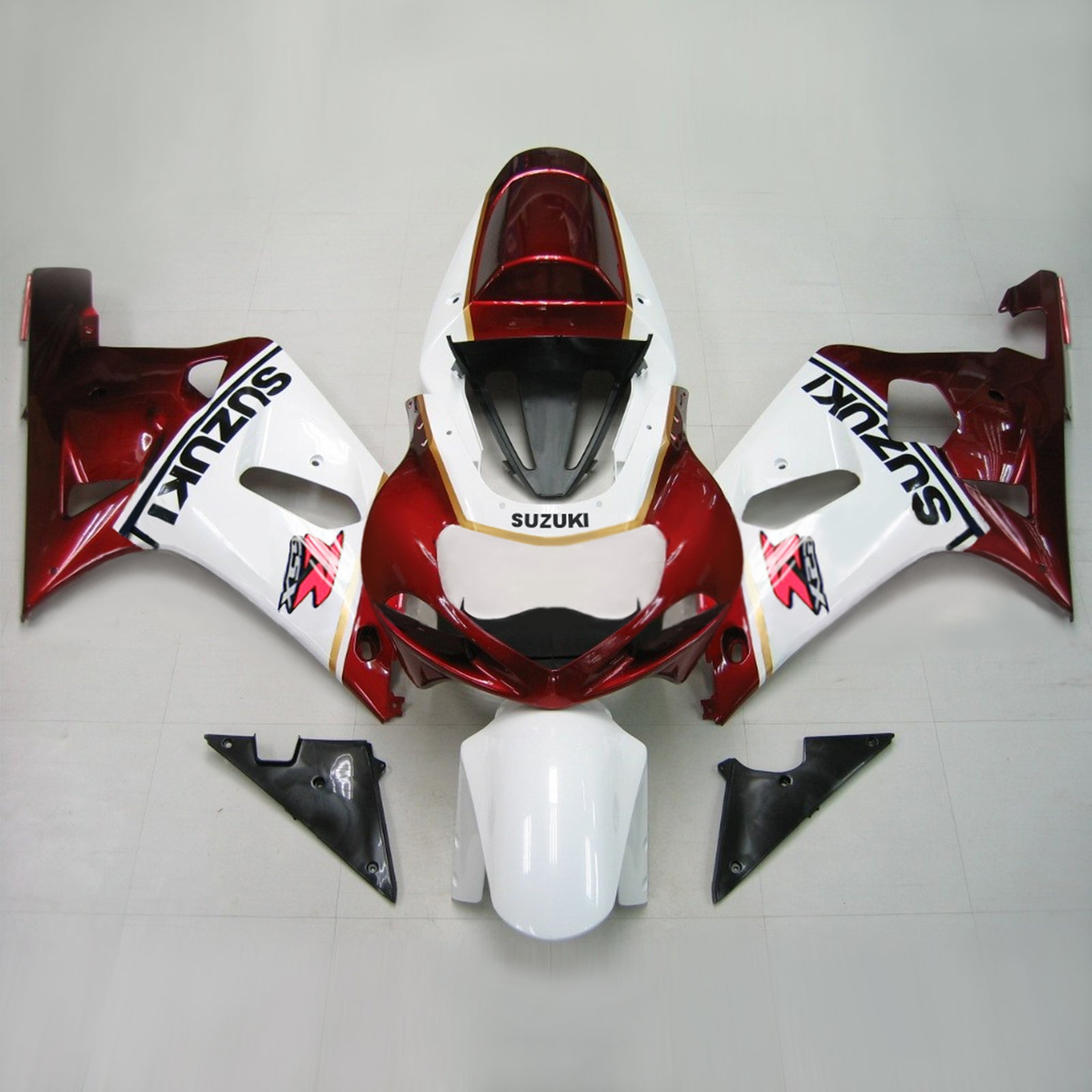 Amotopart Suzuki 01-03 GSXR600 & 00-03 GSXR750 White Red Fairing Kit