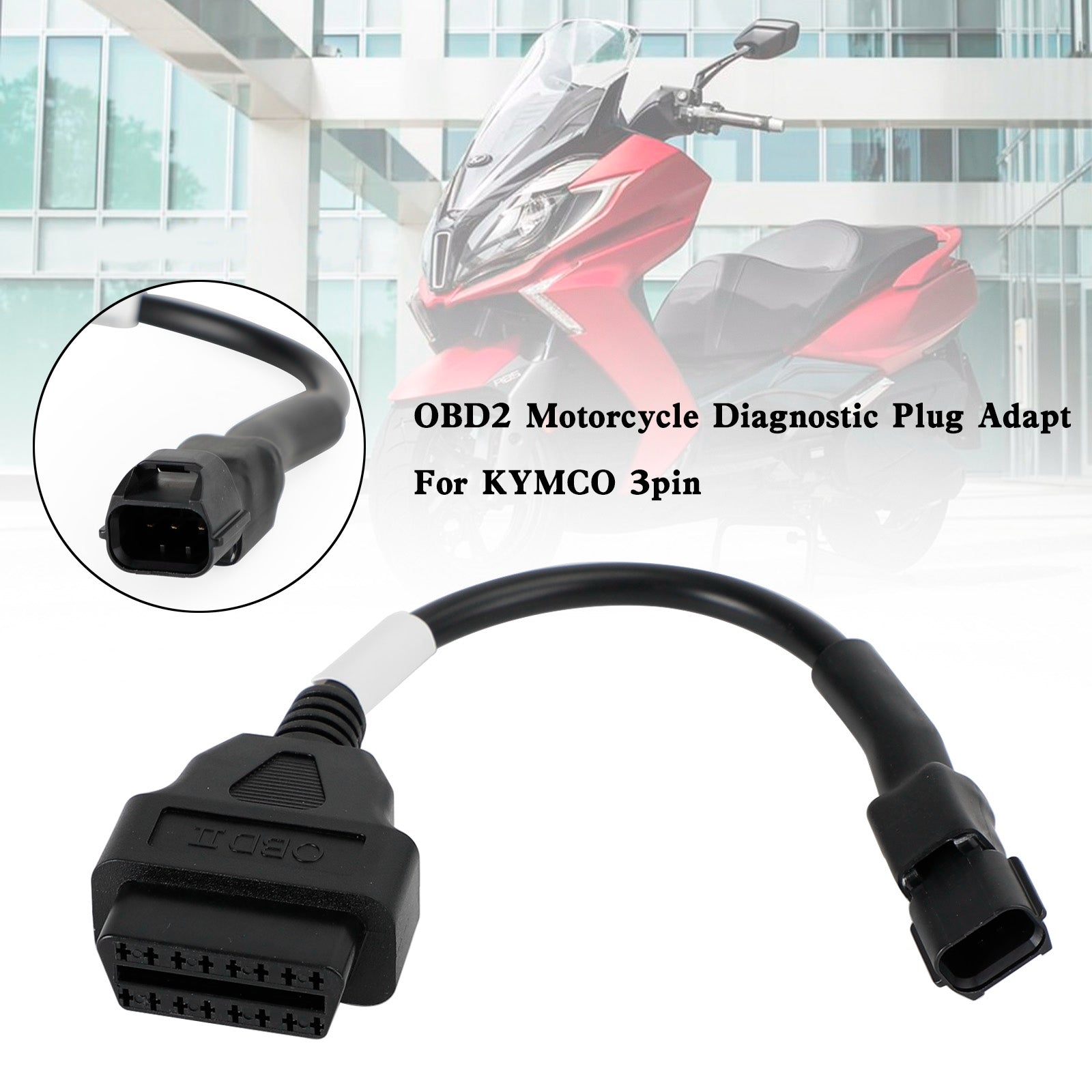 Motorrad 3 Pin bis 16 Pin OBD -Adapter OBD2 Diagnosekabelanschluss für Kymco Generic