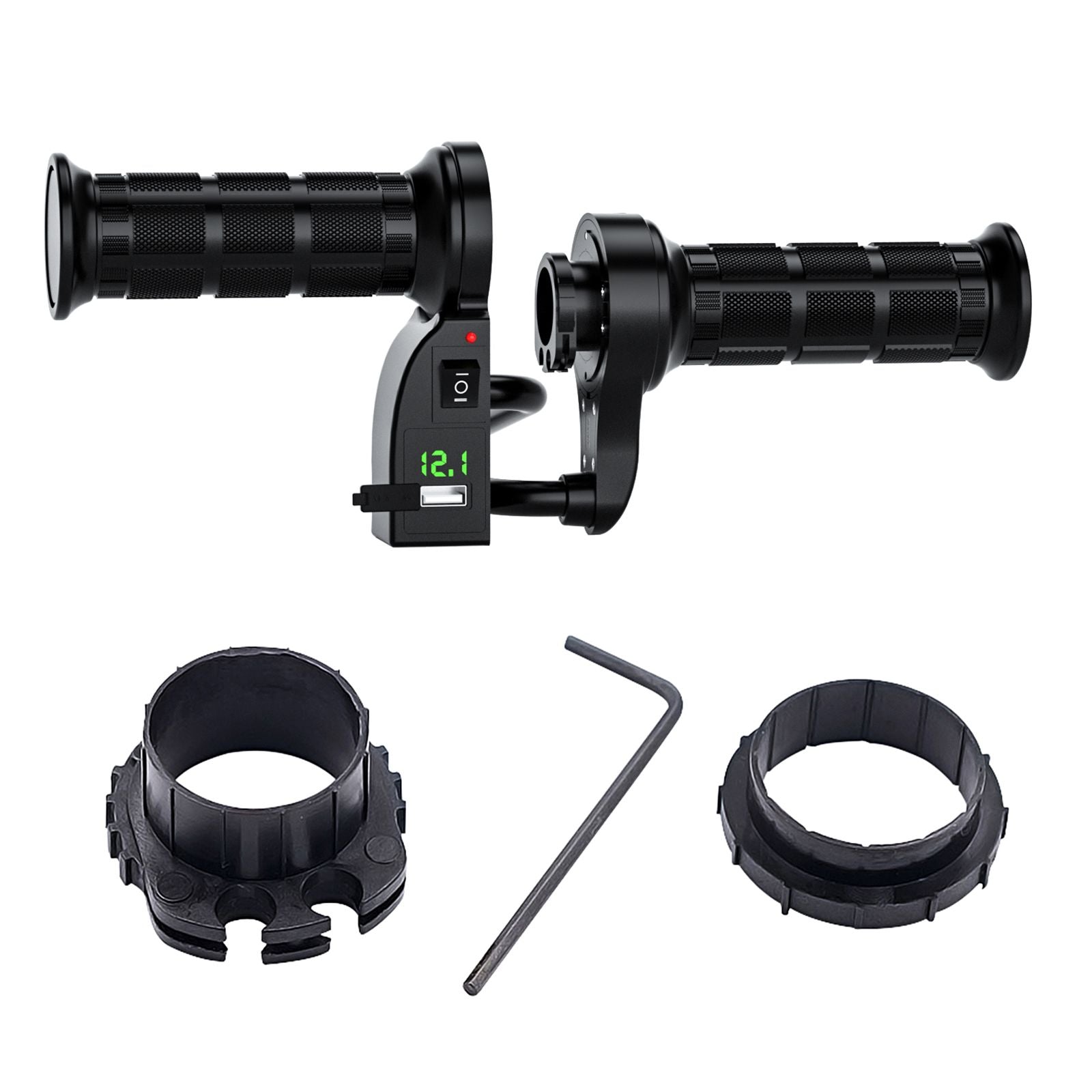 7/8" 22Mm Elektrische Verwarmde Handgrepen Verwarmingshendel Voltmeter Voor Motorfiets Groen Generiek