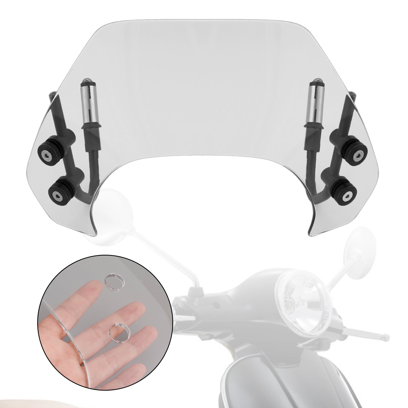 Kort motorcykel forrude forrude pasform til Vespa Sprint 150 2016-2021 Generisk