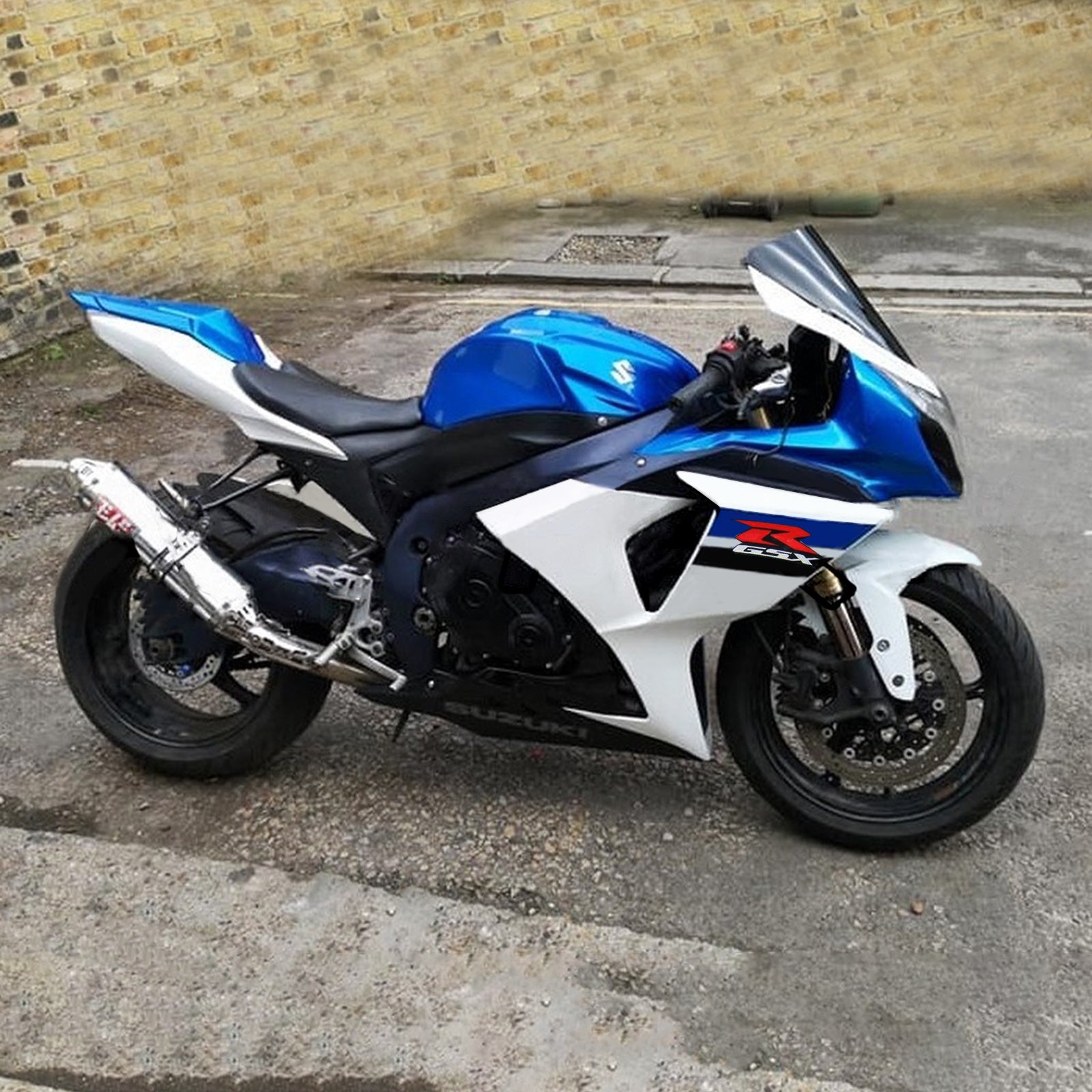 Amotopart 2009-2016 Suzuki GSXR1000 Fairing White & Blue Kit