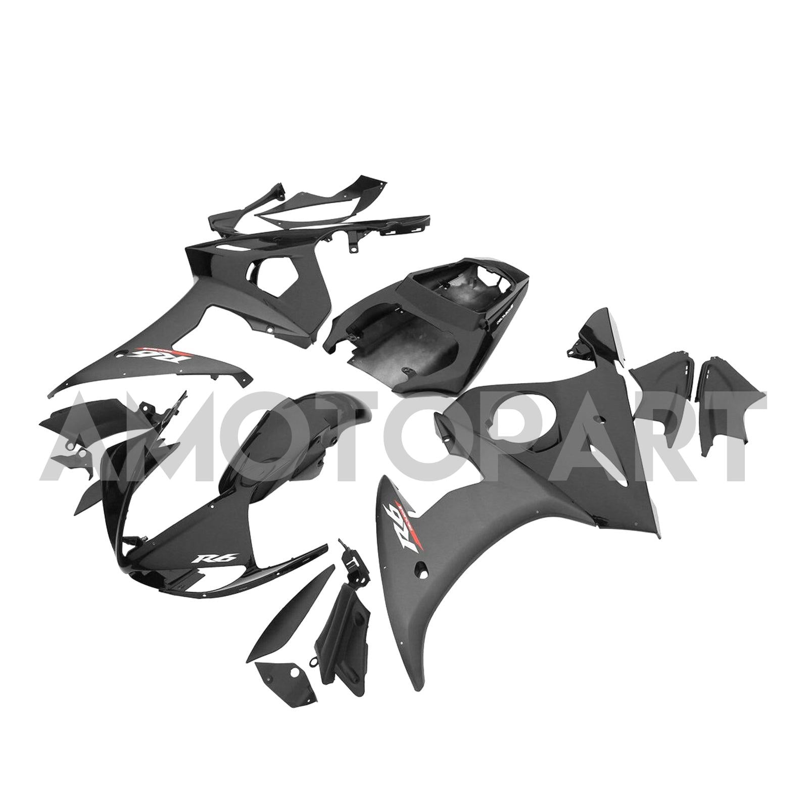 Amotopart 2003-2004 Yamaha YZF R6 & 2006-2009 YZF R6S Black Fairing Kit