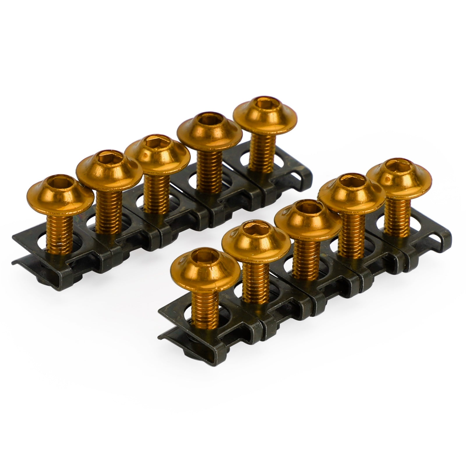 10x Aluminium M6 x 20mm Motorrad-Bildschirmschrauben & Feder-C-Clips für Honda Generic