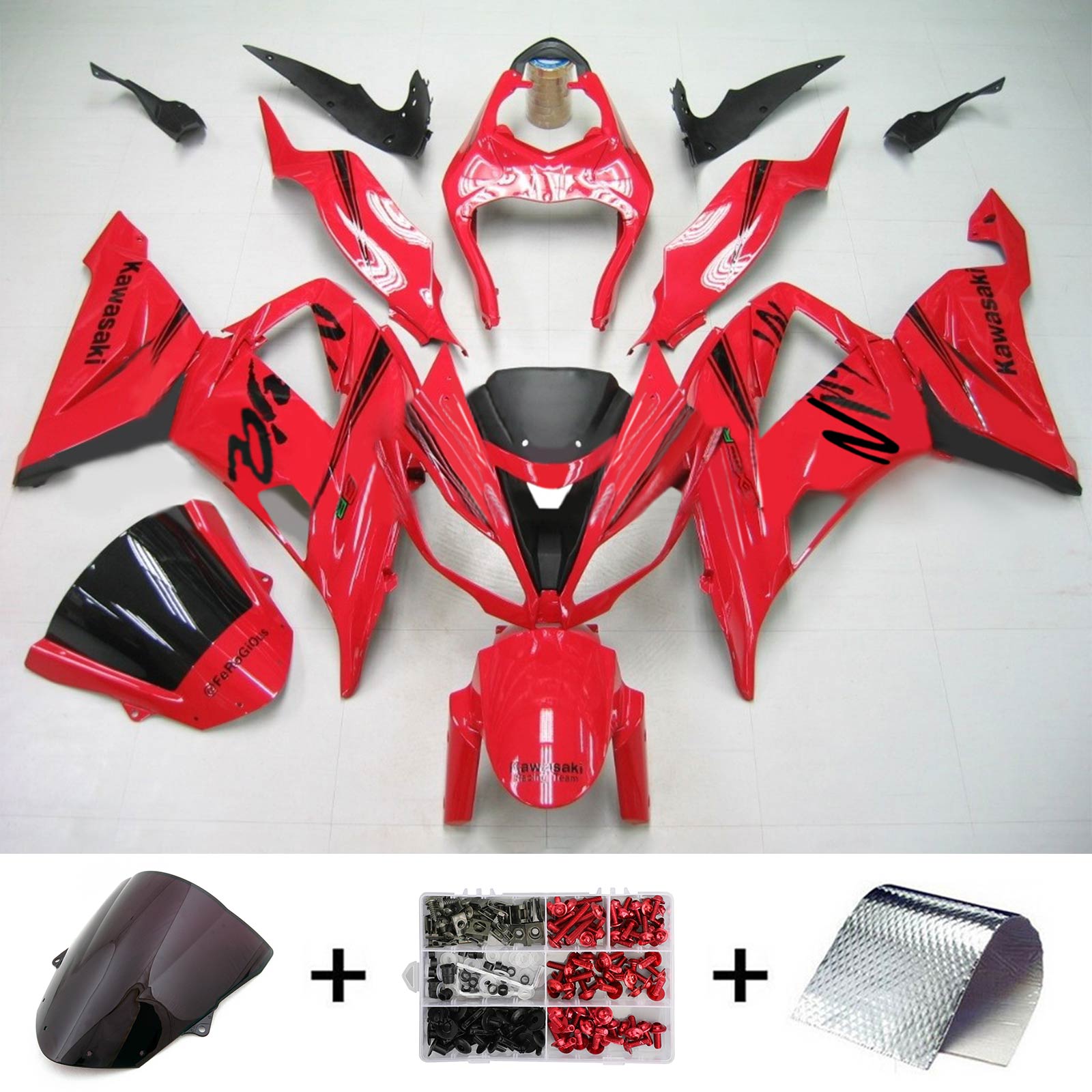 Amotopart Kawasaki 2013-2018 ZX6R 636 Red Fairing Kit
