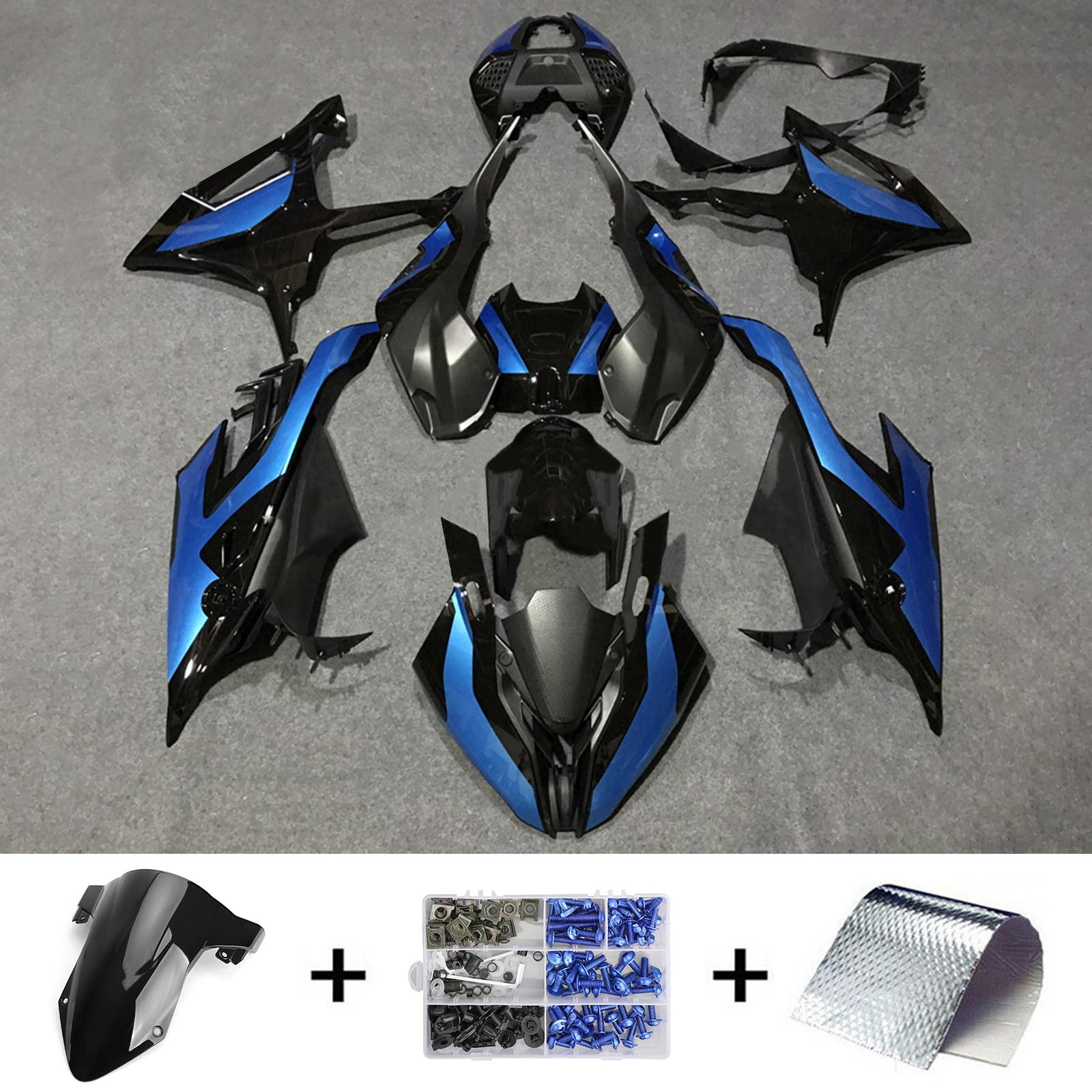 Amotopart 2019-2022 BMW S1000RR/M1000RR Black Blue Racing Fairing Kit