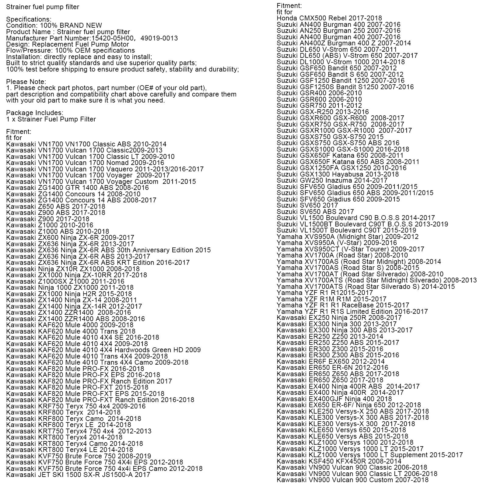 Filtr palivového čerpadla sítka pro Suzuki GSXR600 GSXR750 GSXR1000 #15420-05H00