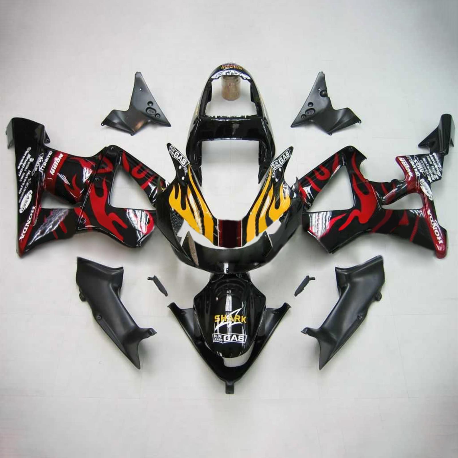 Amotopart 2000-2001 Honda CBR929RR Fairing Red&Yellow Shark Kit