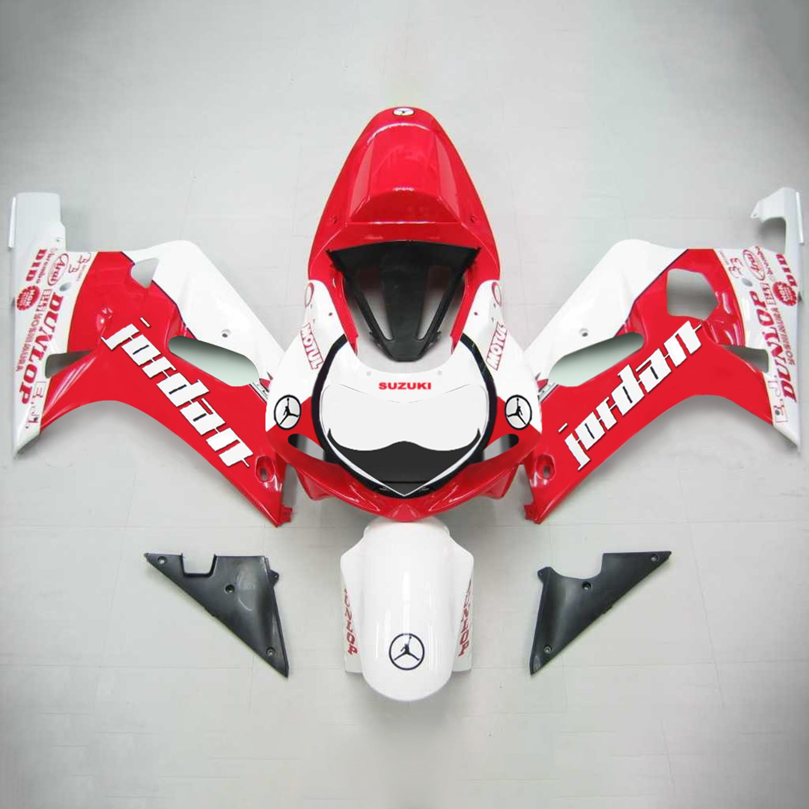 Amotopart Suzuki 01-03 GSXR600 & 00-03 GSXR750 Fairing red white Kit