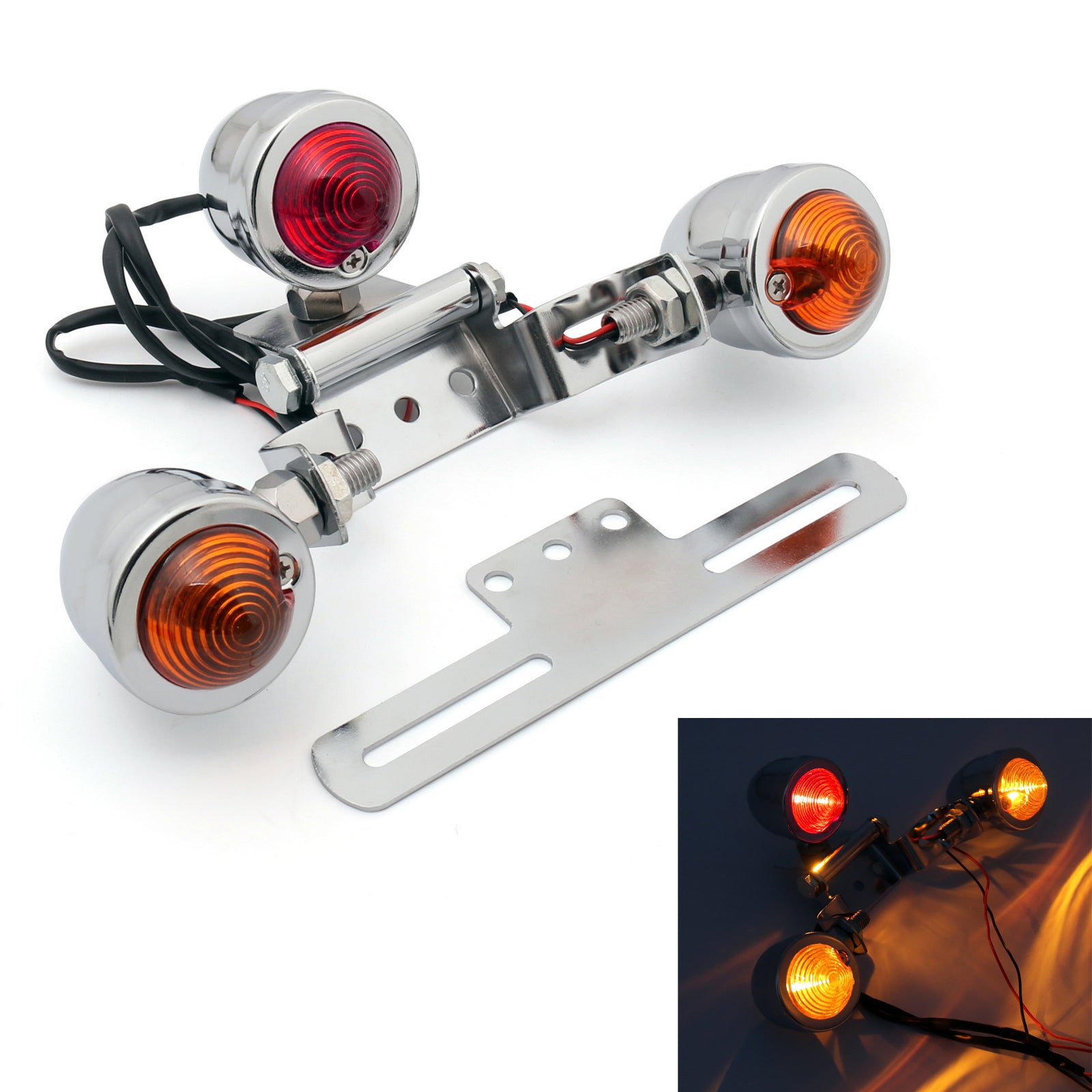 Universal Motorcykel Mount nummerplade Bracket Taillight Brake Light Black