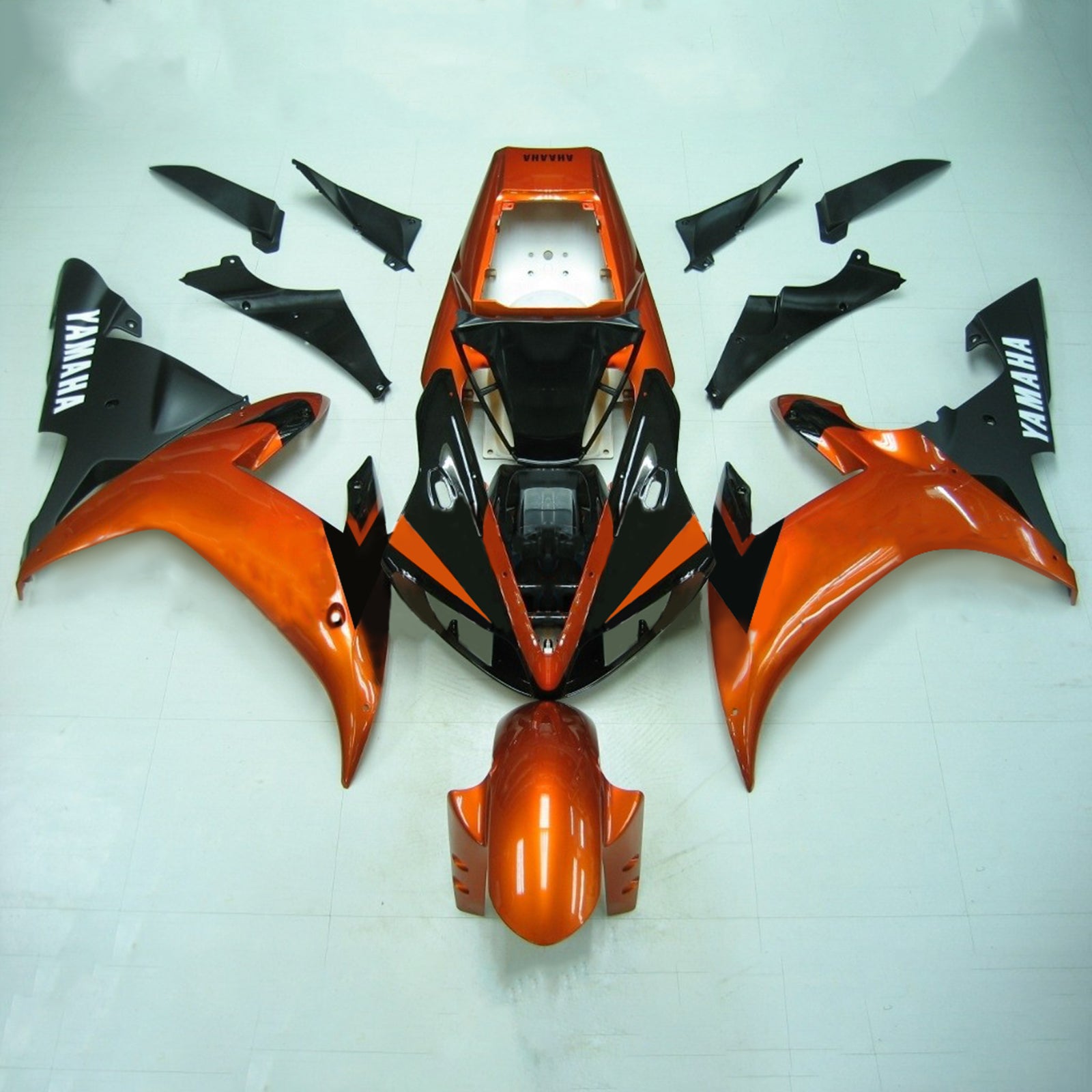 Amotopart Yamaha 2002–2003 YZF 1000 R1 Orange mit schwarzem Verkleidungsset