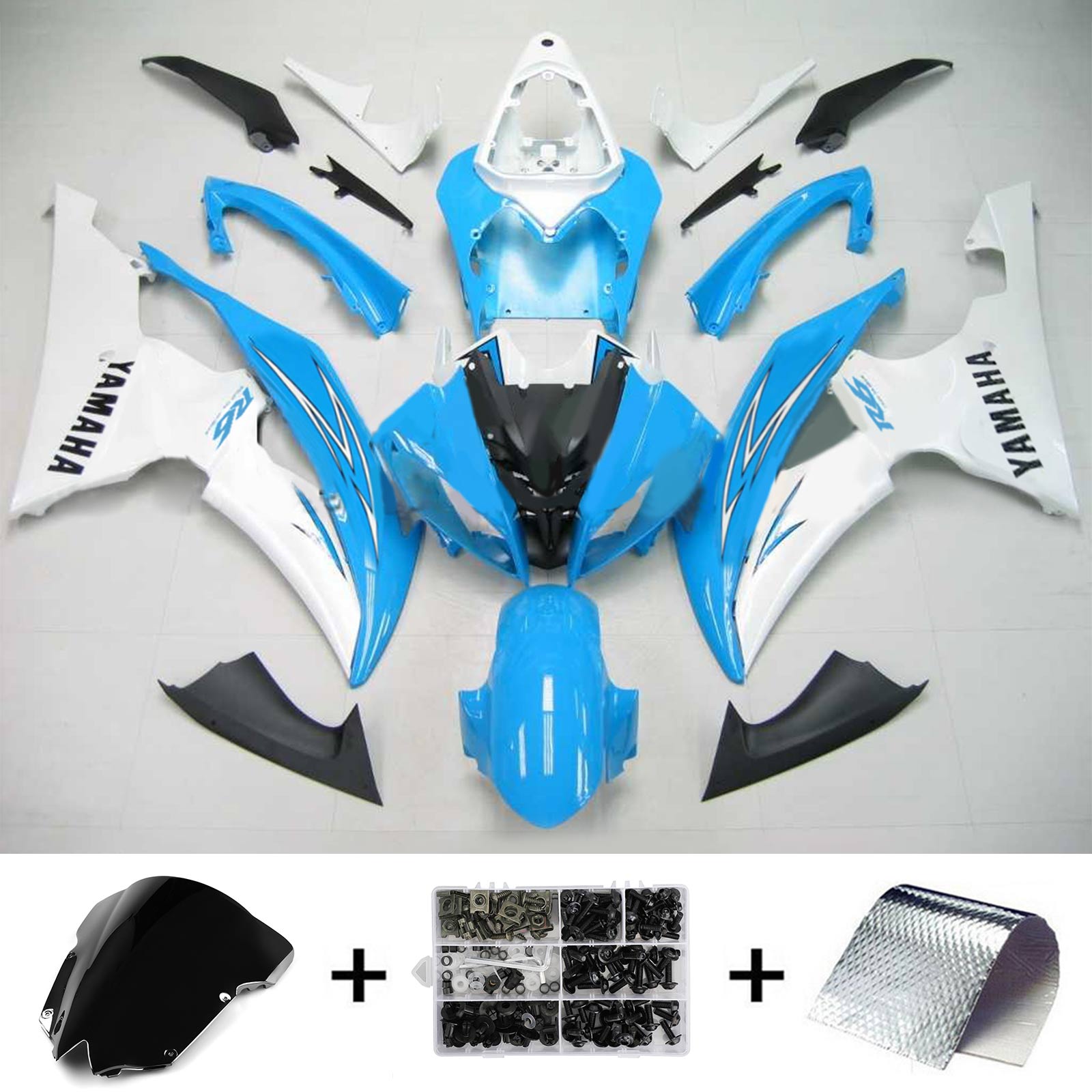 Amotopart Yamaha 2008-2016 YZF 600 R6 Blue White Fairing Kit