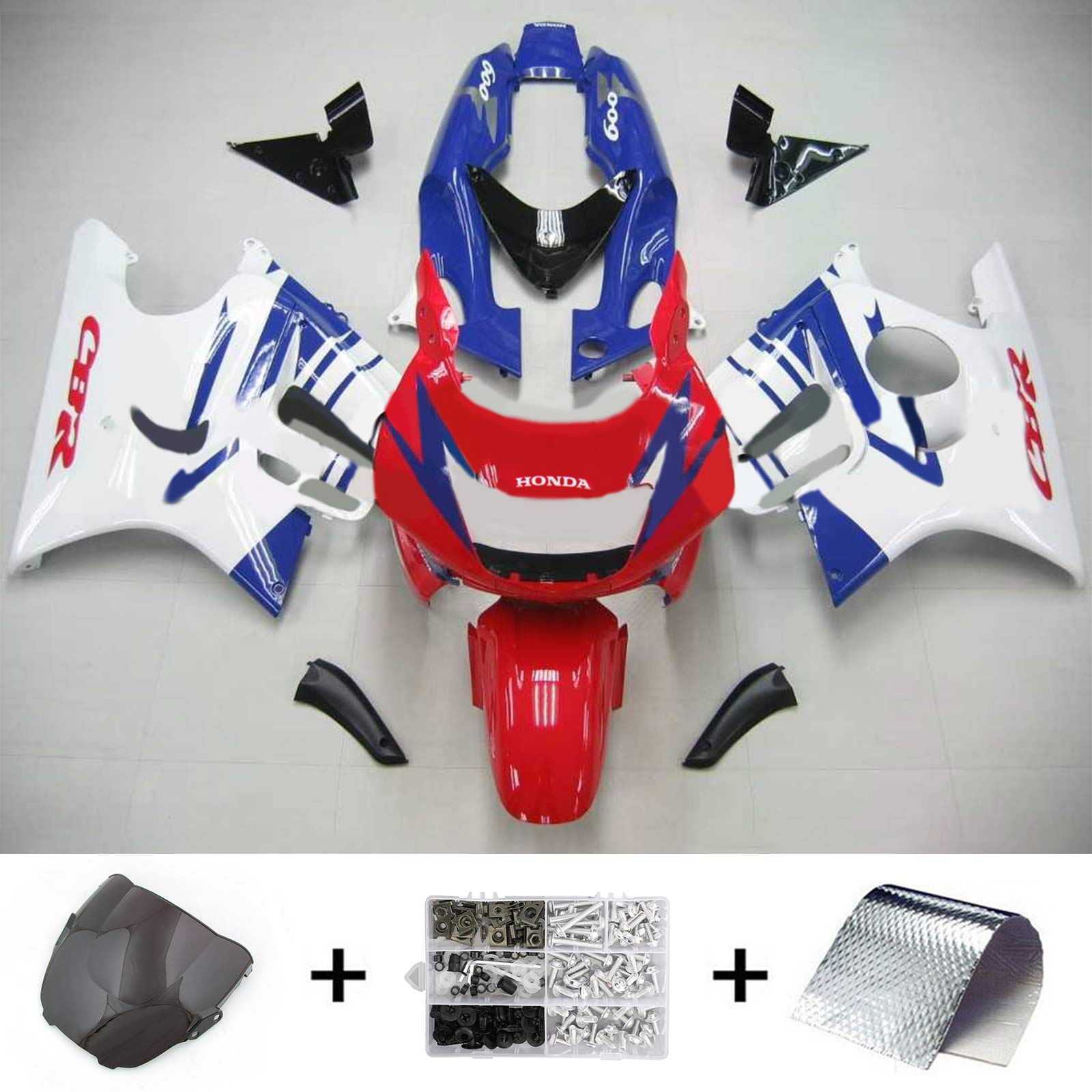 Amotopart 1997-1998 Honda CBR600 F3 Kit de carenado rojo y azul