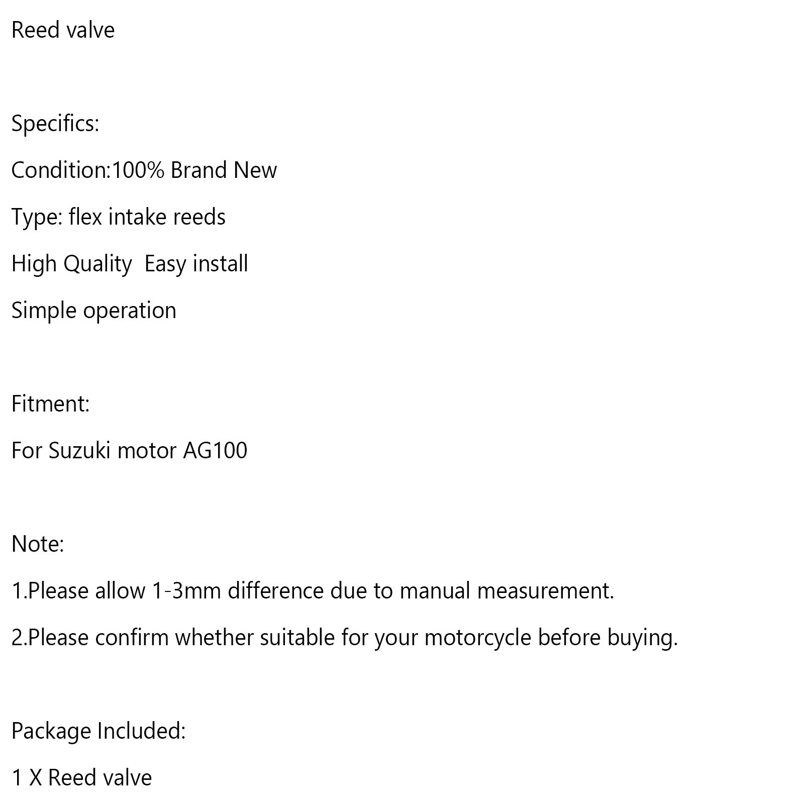 Valvola lamellare Per motore Suzuki AG100 V100 Generico