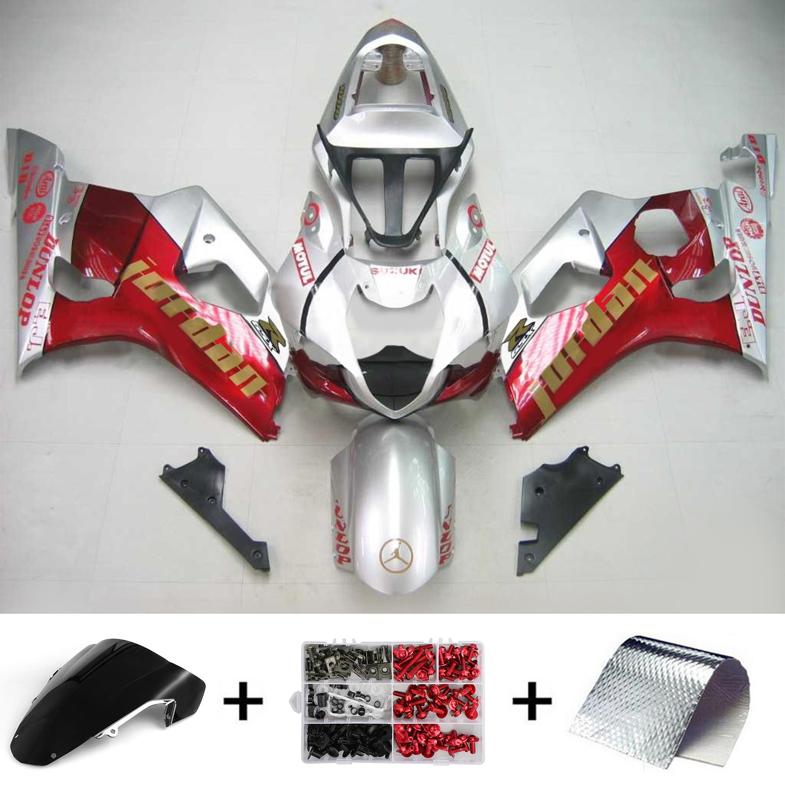 Amotopart Suzuki 2003-2004 GSXR1000 RED com kit de carenagem de lascas