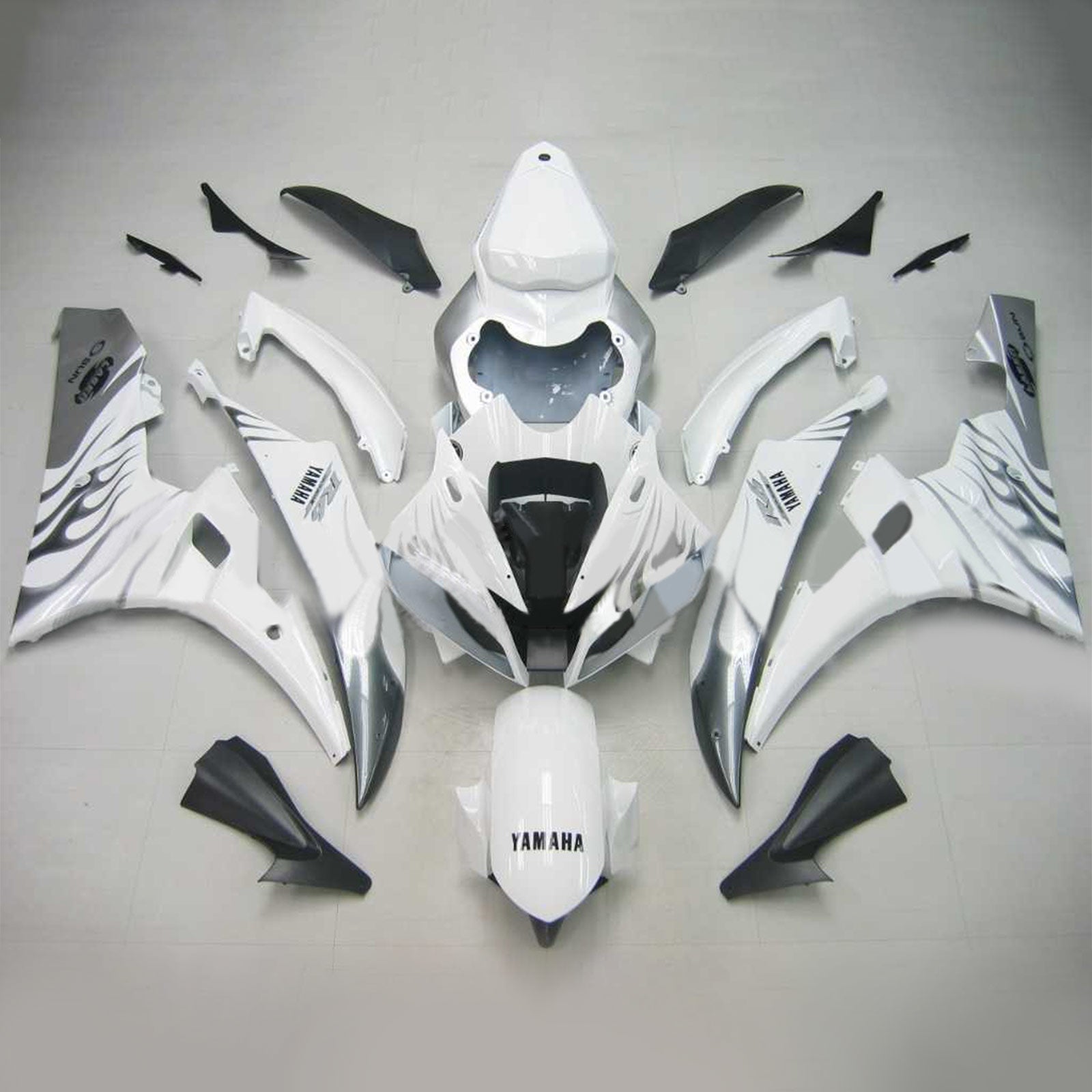 Amotopart Yamaha 2006–2007 YZF 600 R6 Weiß mit Black Line Verkleidungsset