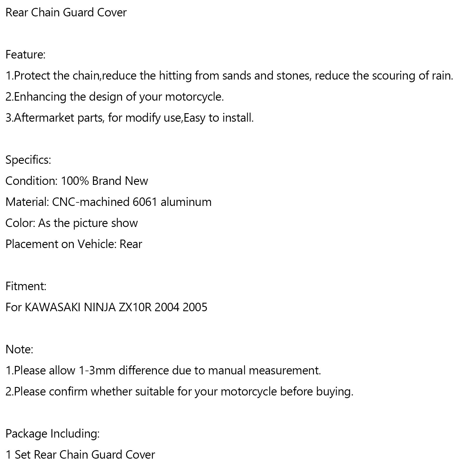 Sprocket Chain Guard Cover For KAWASAKI NINJA ZX-10R ZX10R 2004 2005 Generic