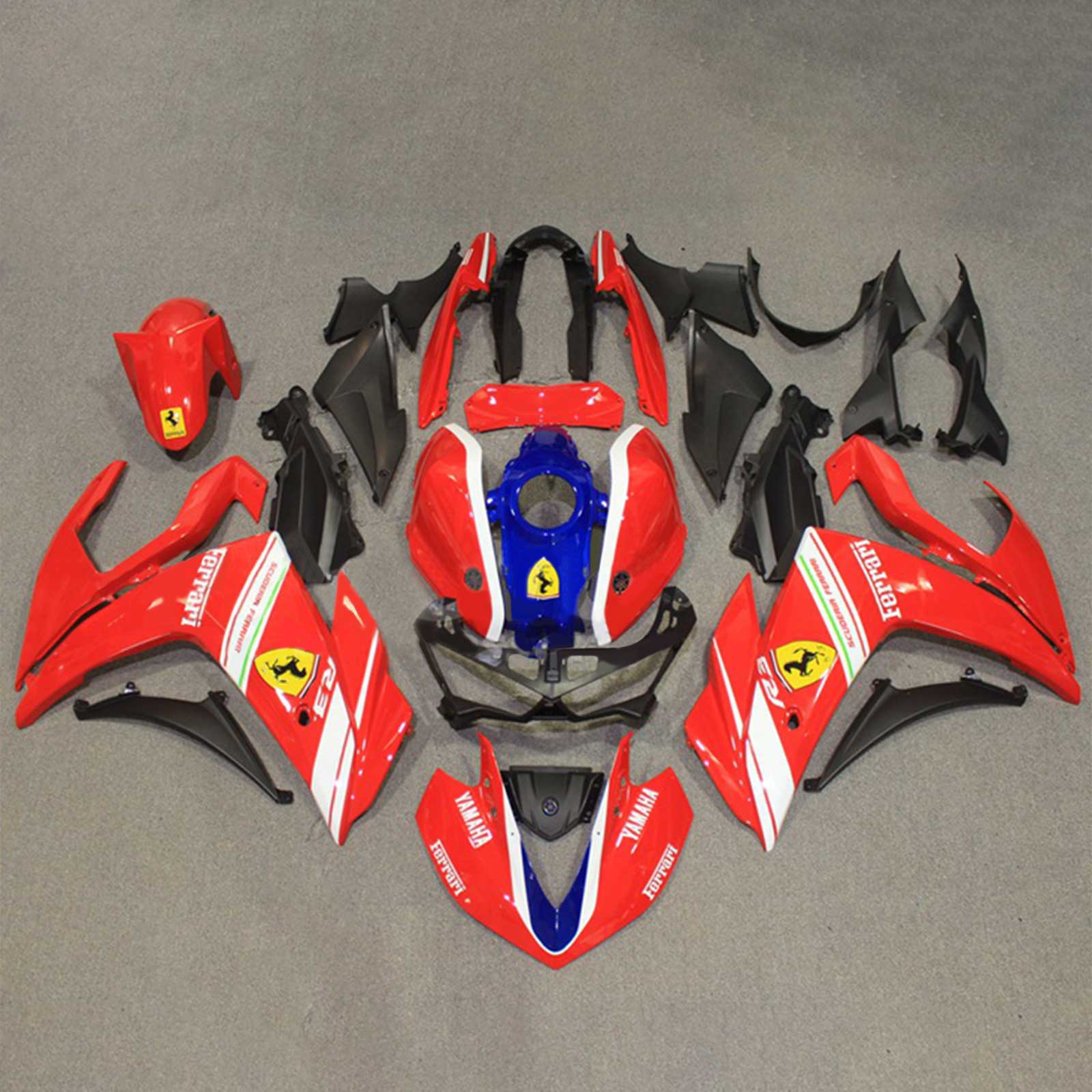 Amotopart Fairing Kit Yamaha 2014-2018 YZF R3 og 2015-2017 YZF R25 Blue Red Fairing Kit
