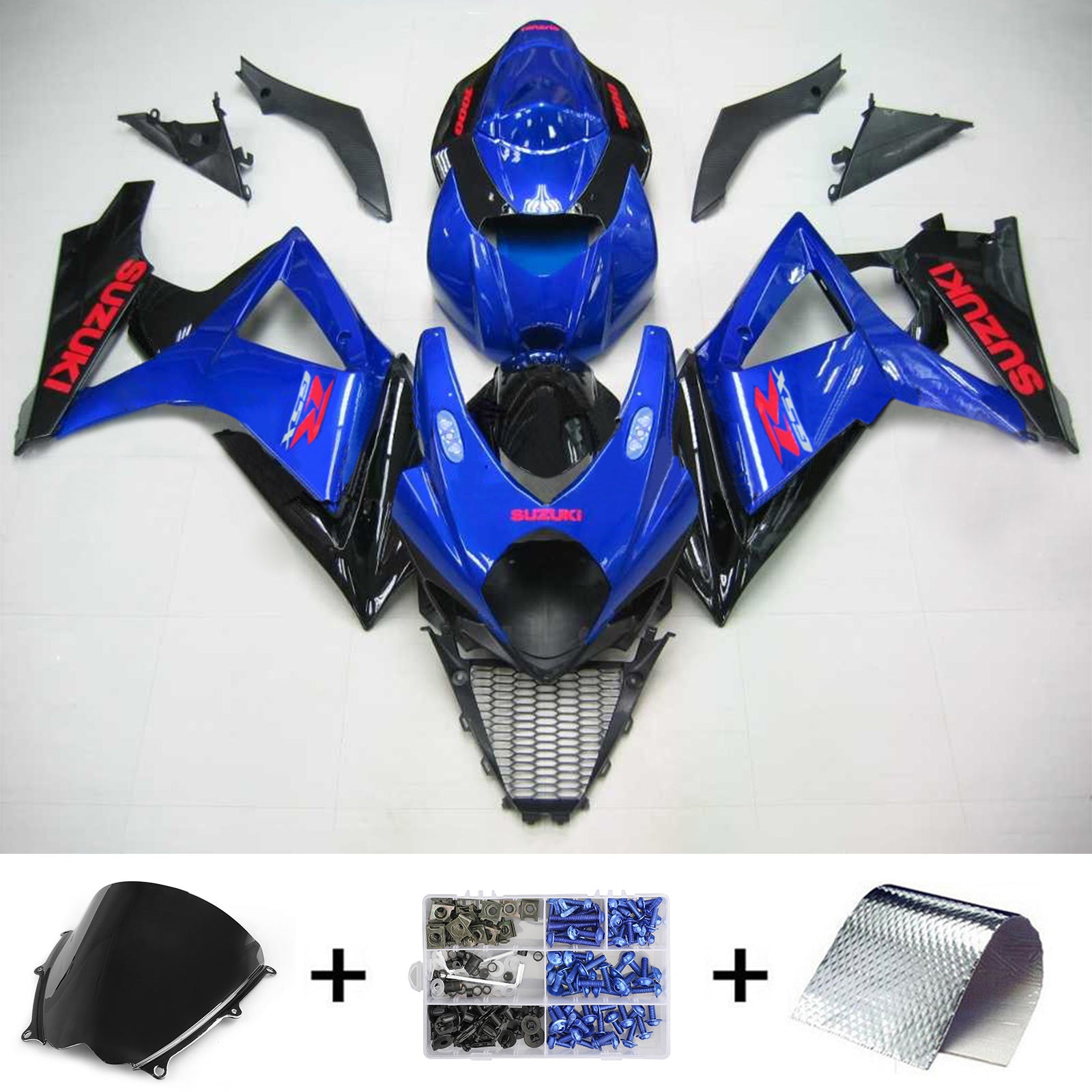 Amotopart 2007-2008 Suzuki GSXR1000 Fairing Dark Blue & Red Kit