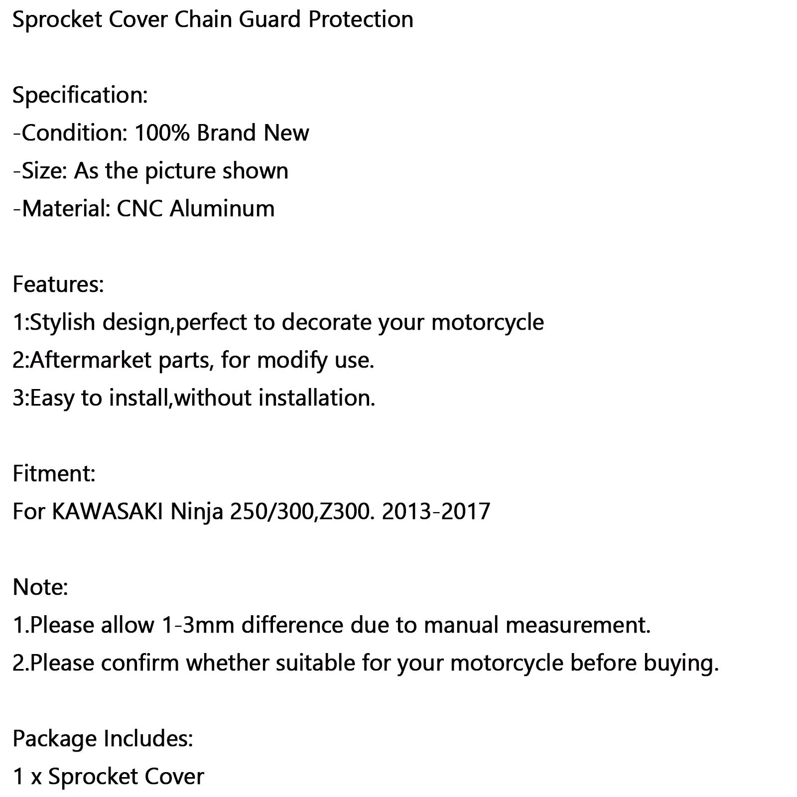 Front Sprocket Cover Chain Guard For KAWASAKI Ninja 250 300 Z300 2013-2017