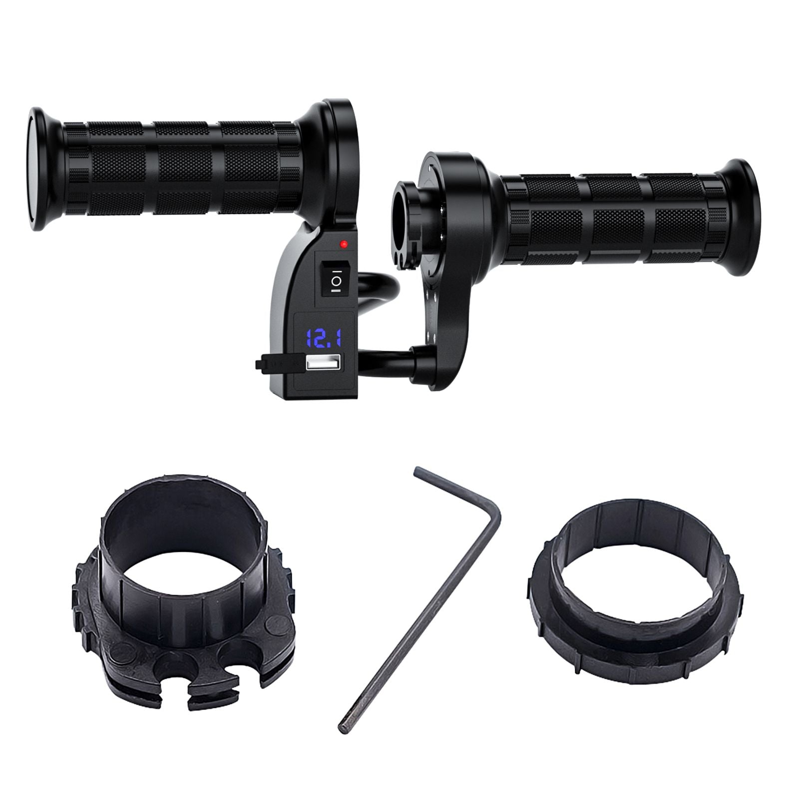 7/8" 22Mm Elektrische Verwarmde Handgrepen Verwarmingshendel Voltmeter Voor Motorfiets Groen Generiek