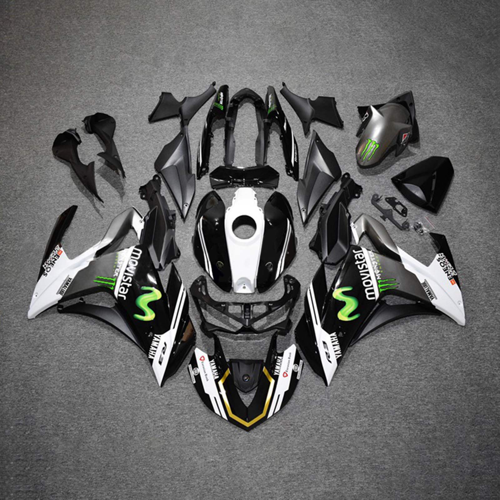 Amotopart Fairing Zestaw Yamaha 2014-2018 YZF R3 i 2015-2017 YZF R25 Black White Fairing Zestaw