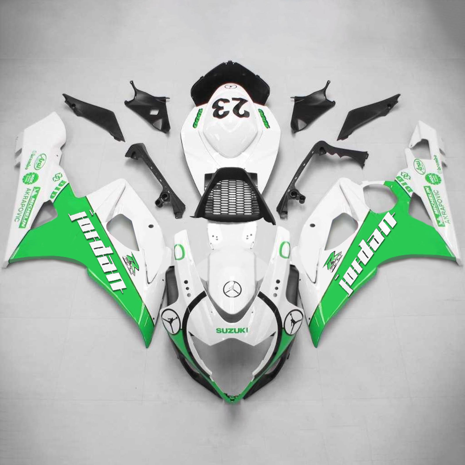 Amotopart 2005-2006 Suzuki GSXR1000 Fairing Jordan White&Green Kit