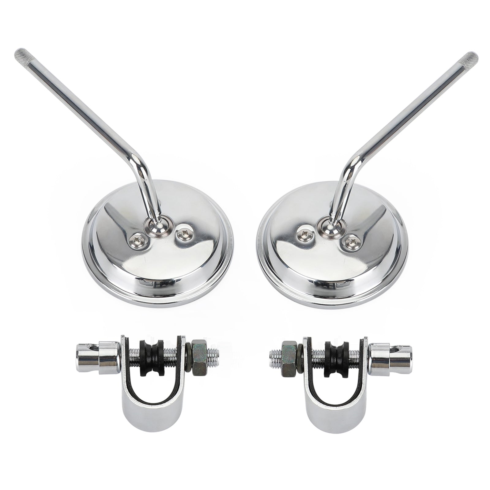Cafe Racer Chopper Bobber PAIR Old style Clamp on Mirror 3" Kulatá zrcadla