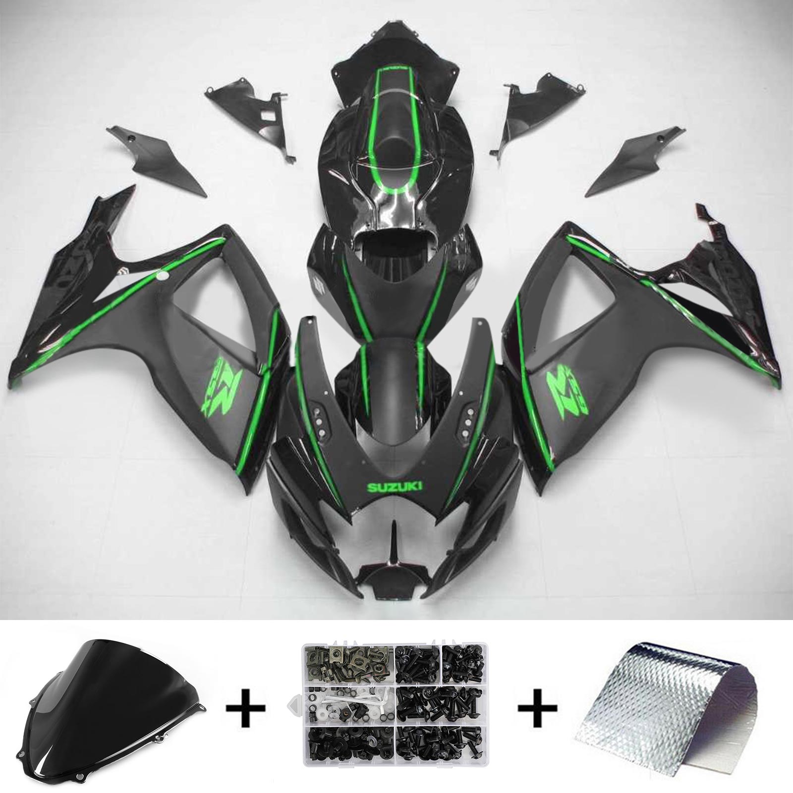 Amotopart 2006-2007 Suzuki GSXR 600/750 Matte Black&Green Fairing Kit
