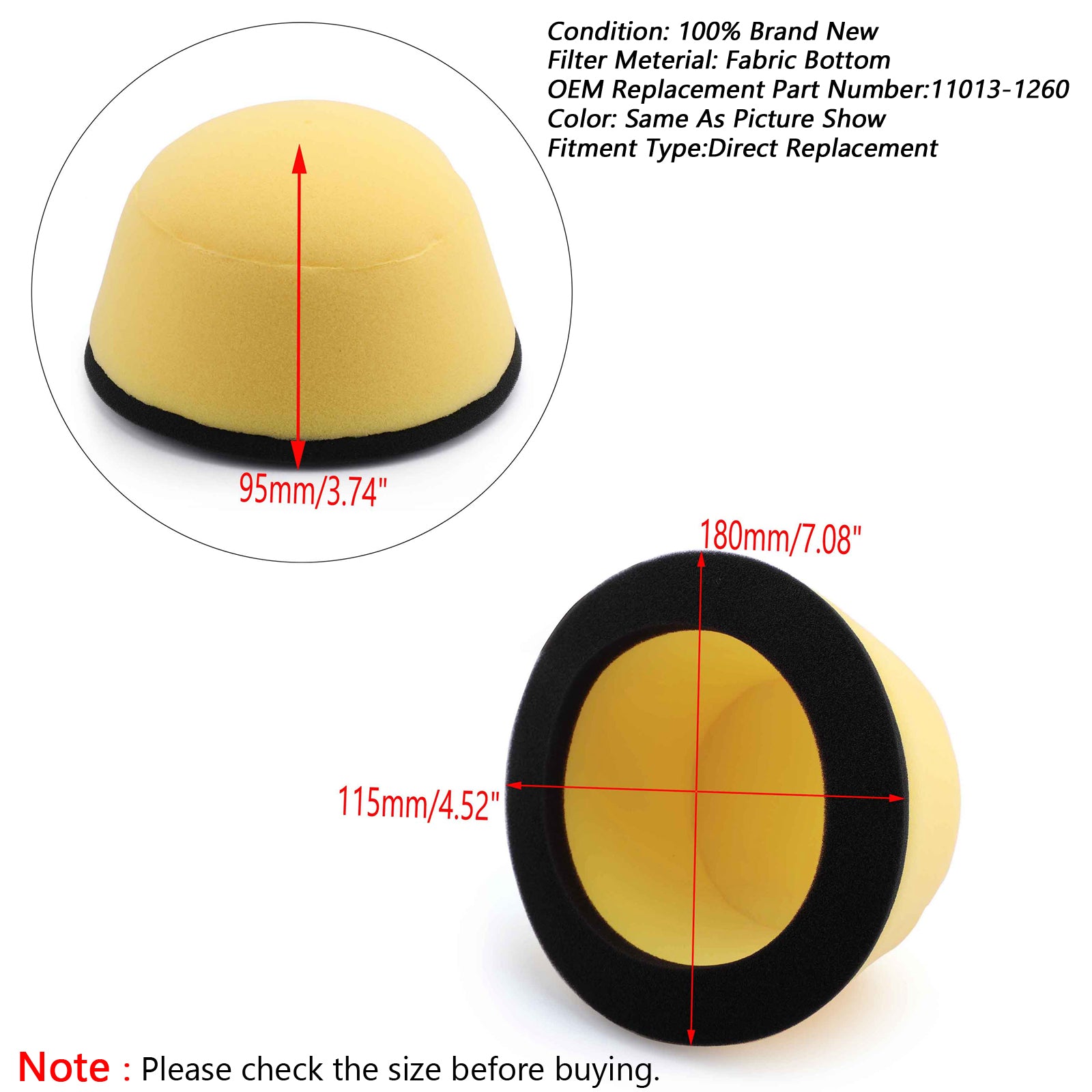 Air Filter For Kawasaki KLX250R KLX650R 94-96 KLX250S KLX300R KLX300A 97-07