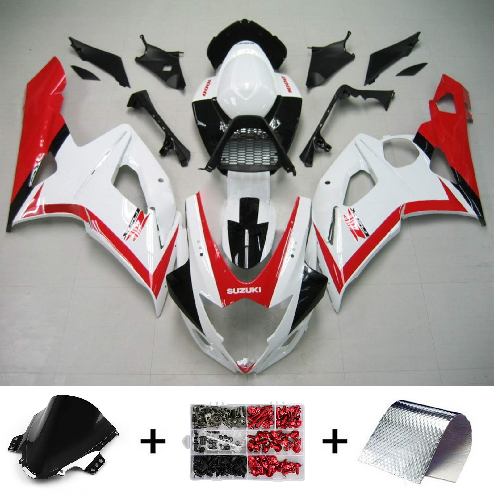 Amotopart 2005-2006 Suzuki GSXR1000 Fairing Red&White Kit