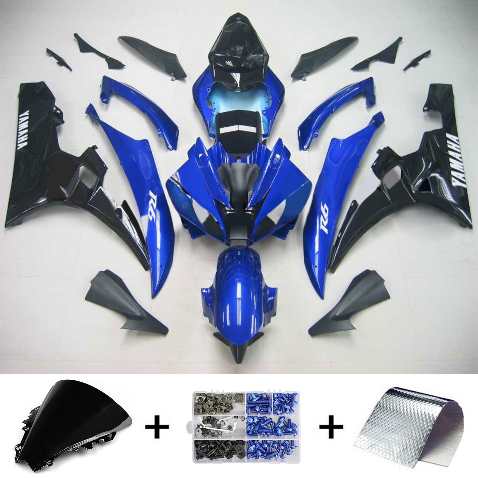 Amotopart Yamaha 2006-2007 YZF 600 R6 Blue Black Fairing Kit