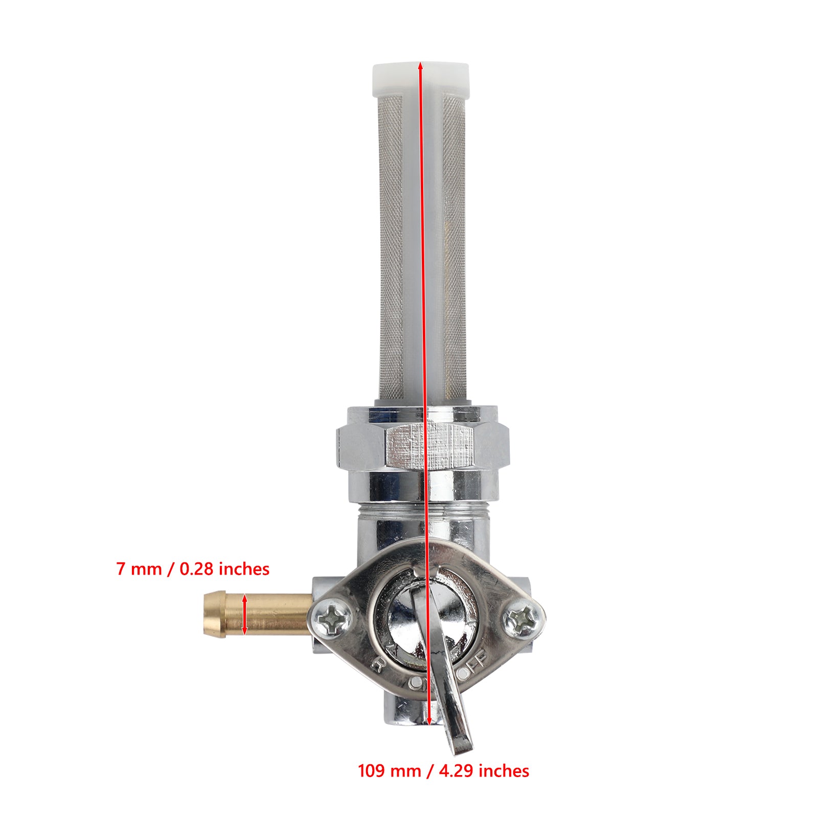 Benzinhahn, linker Auslass, passend für Sportster Big Twin 1975-Up 13/16"