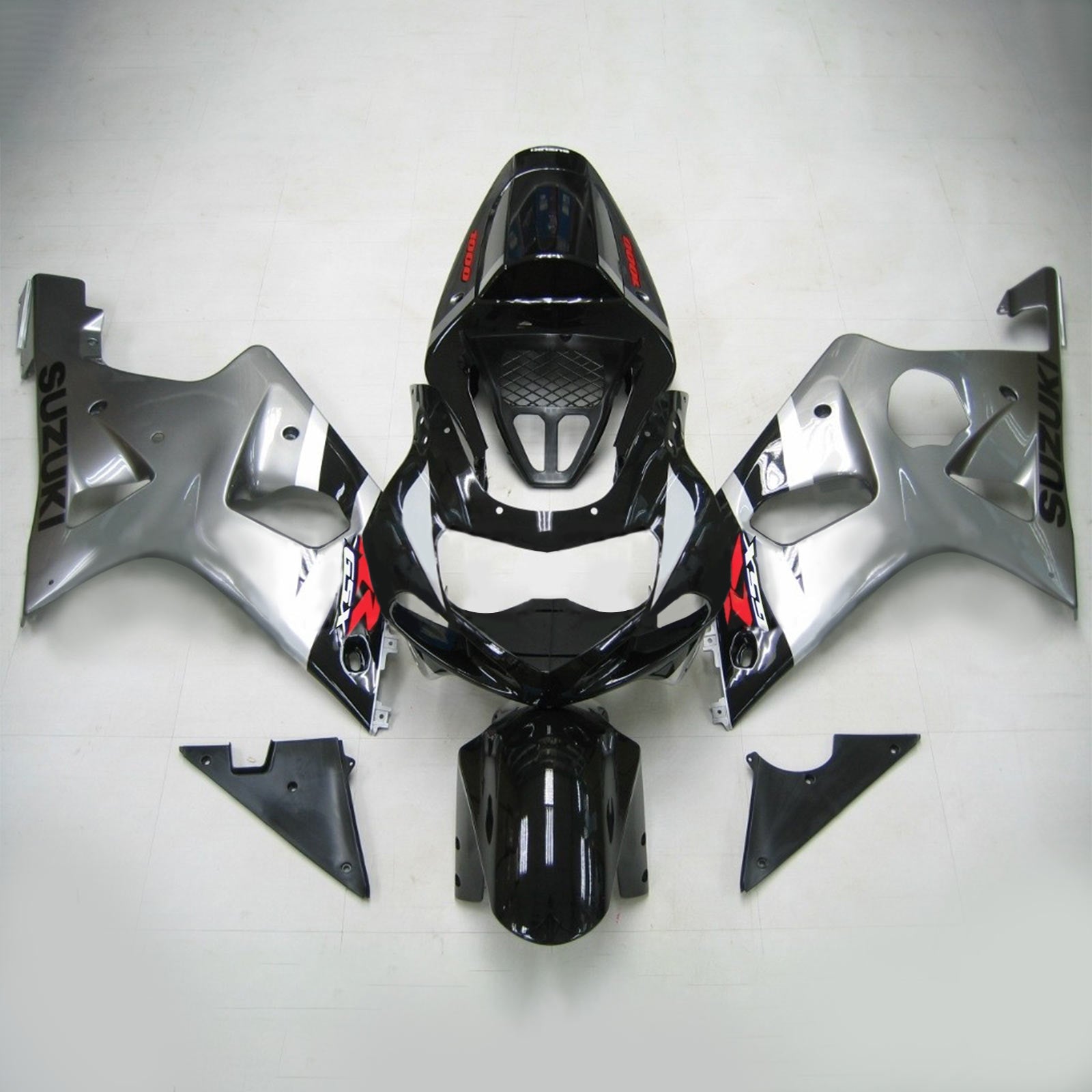 Amotopart Suzuki 2000-2002 GSXR1000 Black Sliver Fairing Kit