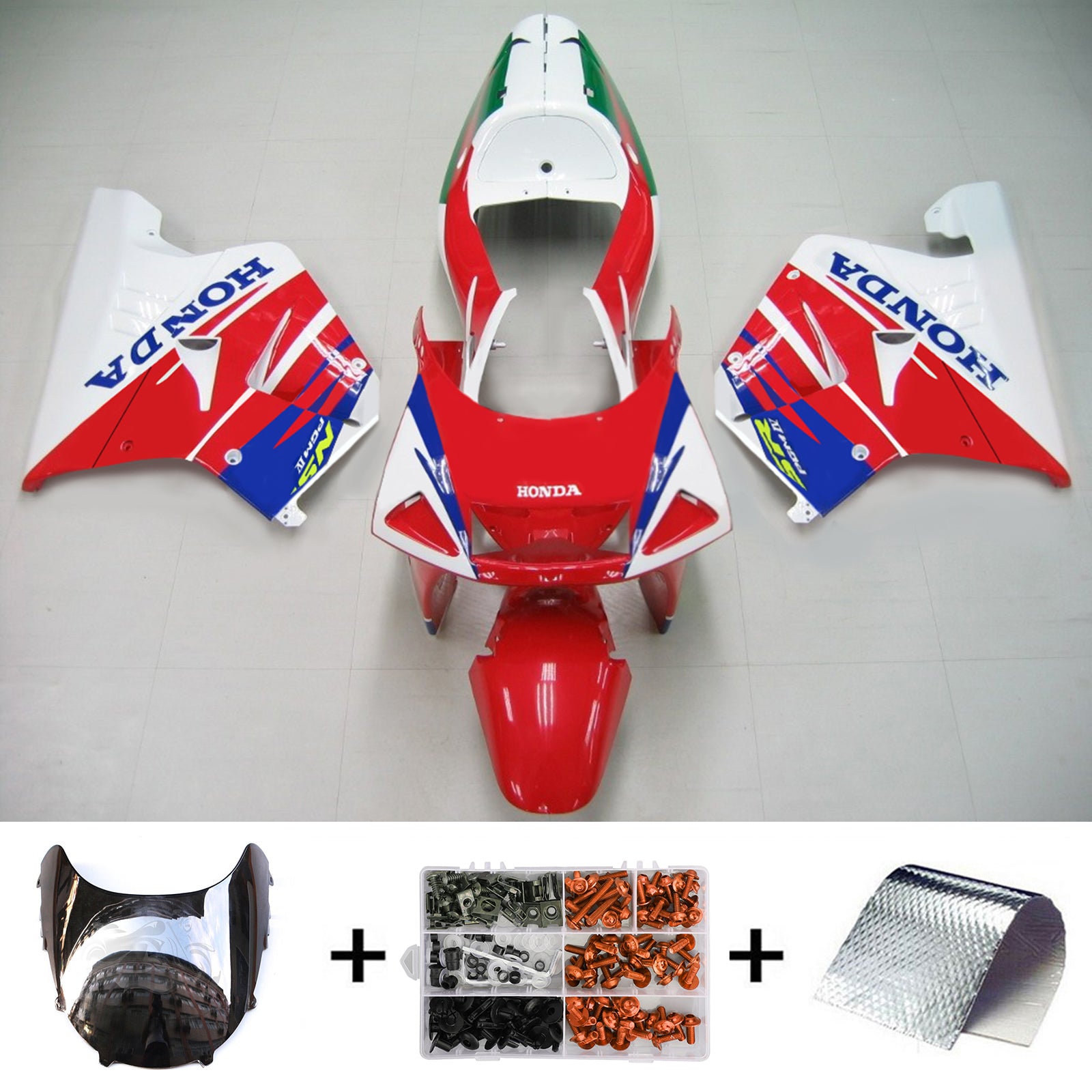 Amotopart 1994-1996 Honda NSR250 PGM-4 Fairing Red&Blue Kit