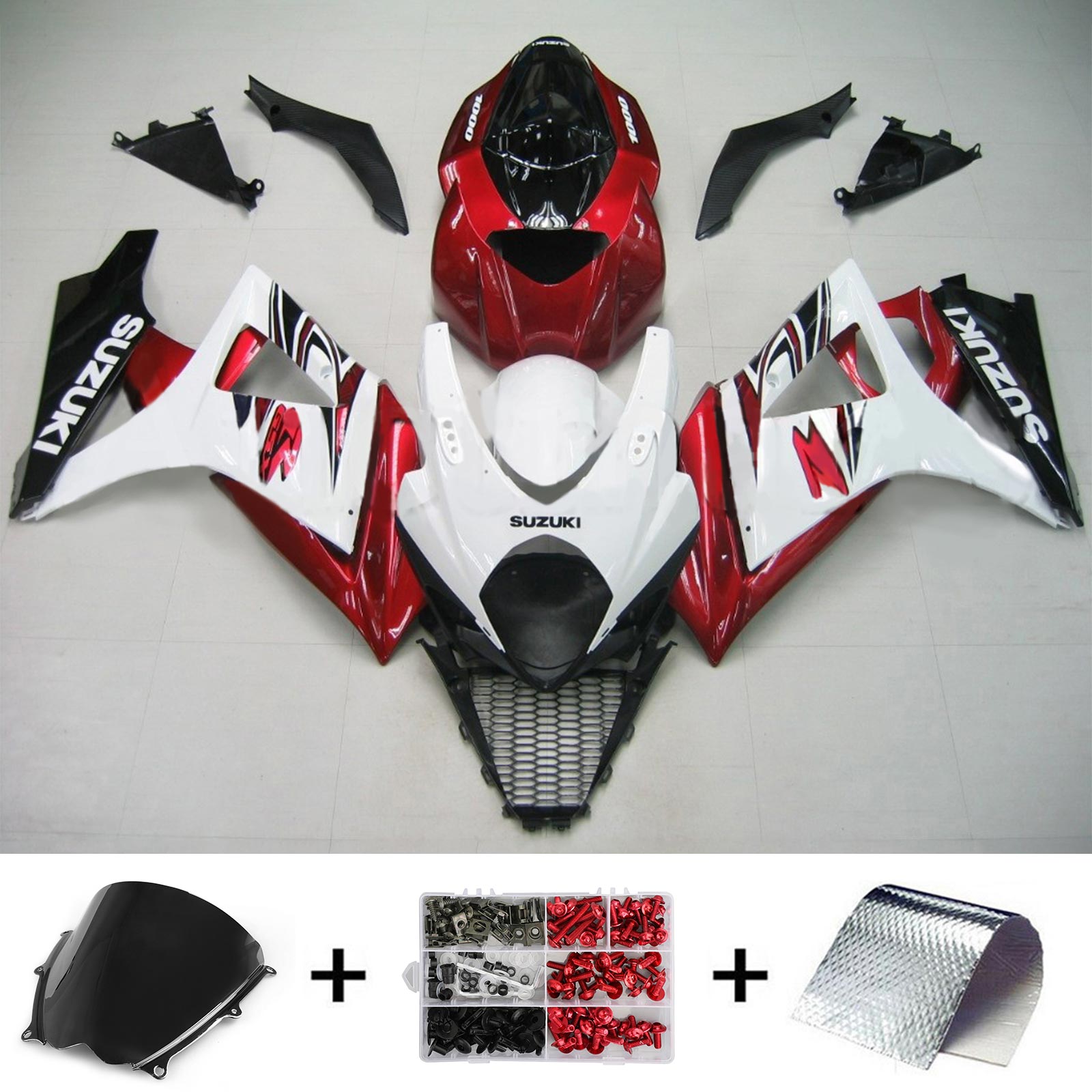 Amotopart 2007-2008 Suzuki GSXR1000 Fairing Red&White Kit