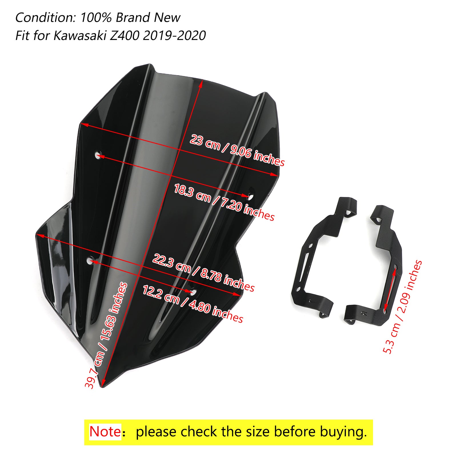 ABS 4mm motorfiets voorruitscherm voorruit voor Kawasaki Z400 2019-2020 generieke