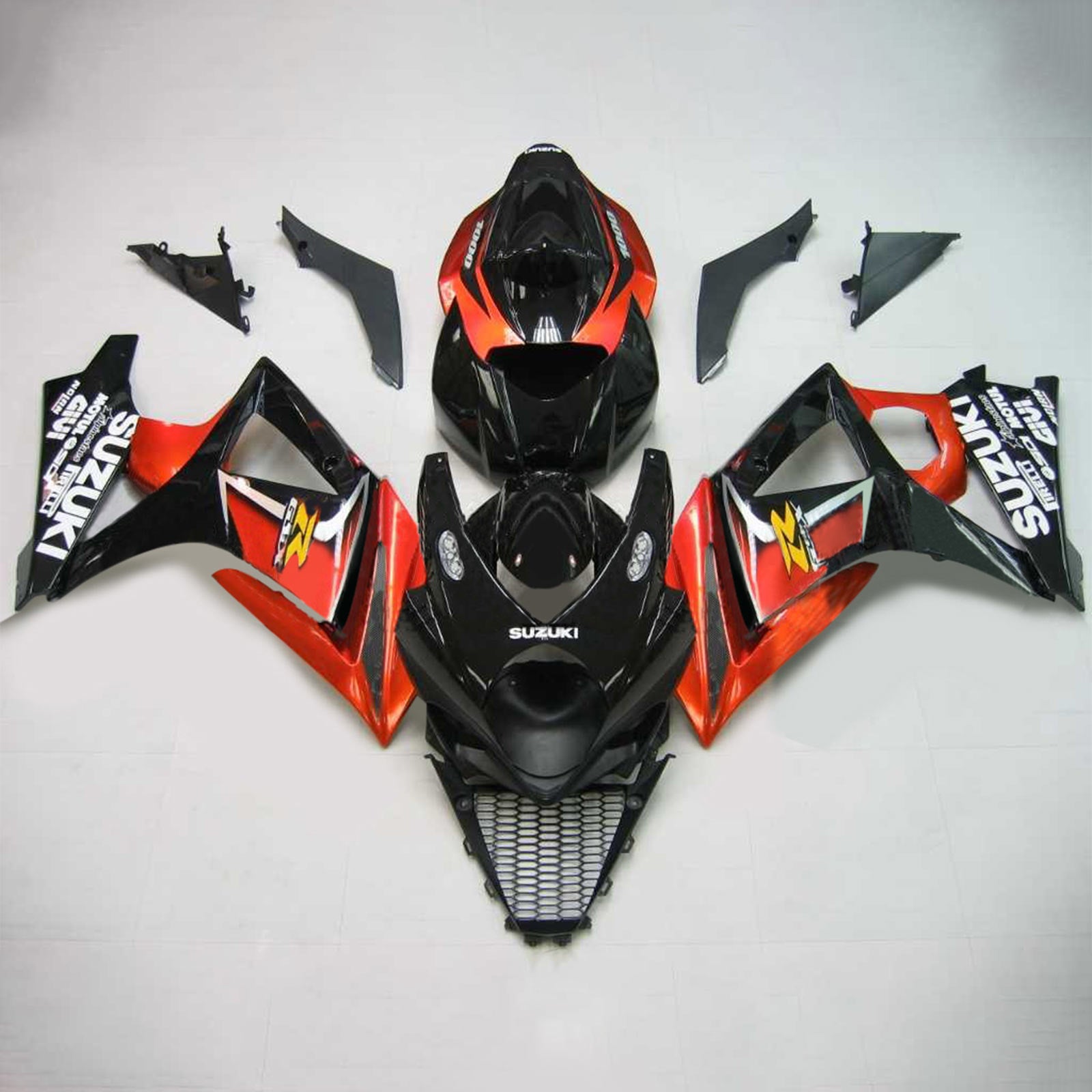 Amotopart 2007-2008 Suzuki GSXR1000 Fairing Black&Fire Kit