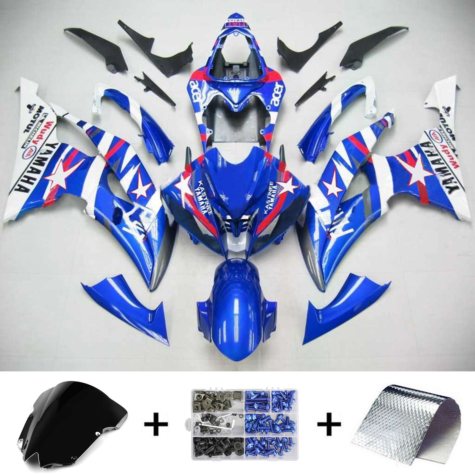 Injection Fairing Kit Bodywork Plastic ABS fit For Yamaha YZF 600 R6 2008-2016