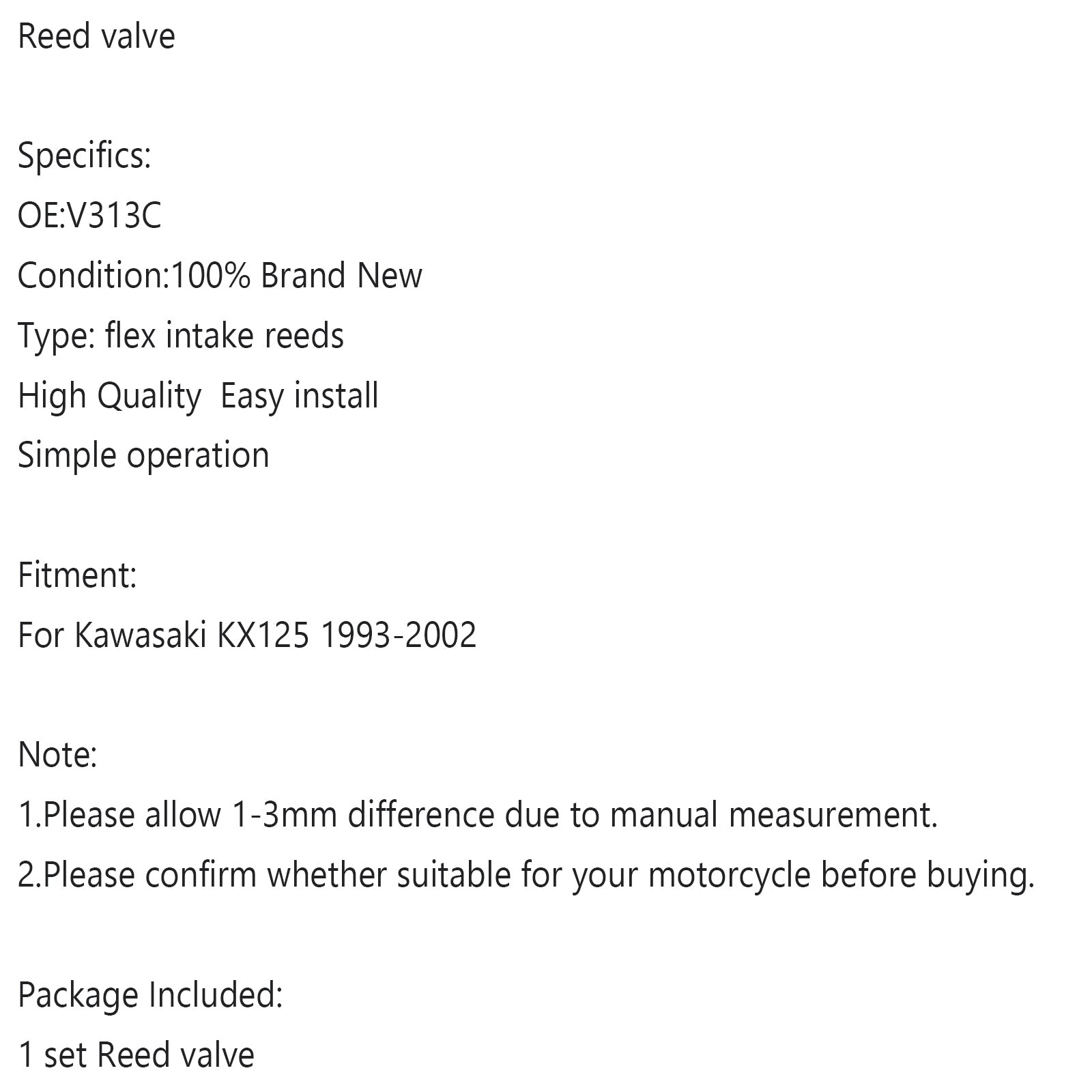 V313C Reed Valve System se hodí pro Kawasaki KX125 1993-2002 Generic