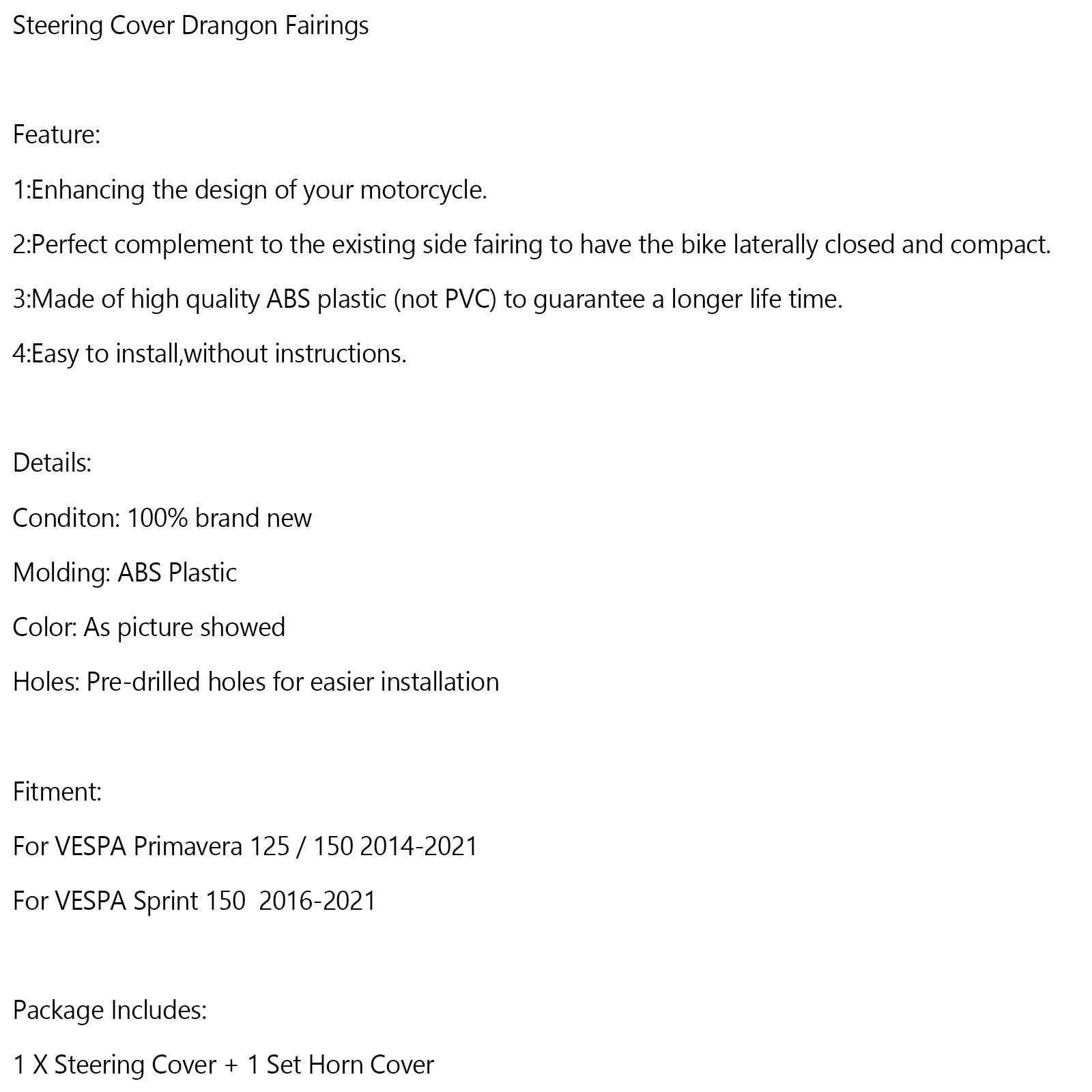 Carena copertura clacson in ABS per VESPA Sprint Primavera 125/150 14-21